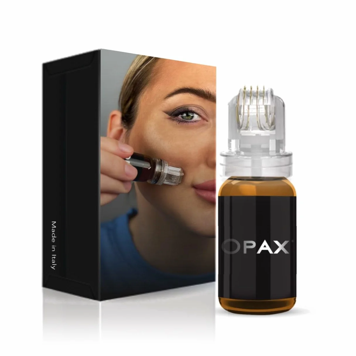 Opax Dermaroller 0.25 mm Per Microneedling Viso, SkinCare Effetto Lifting - Siero 10ml Con Acido Ialuronico Viso, Coenzima Q10, Collagene E Acido Ialuronico, Elastina - Made In Italy