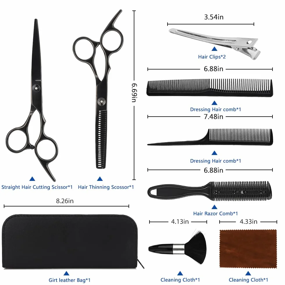 Set di forbici capelli, Set di Forbici parrucchiere professionali 6,7", forbici per sfoltire i capelli, con mantello da parrucchiere, adatto per famiglie, saloni, donne, uomini e bambini