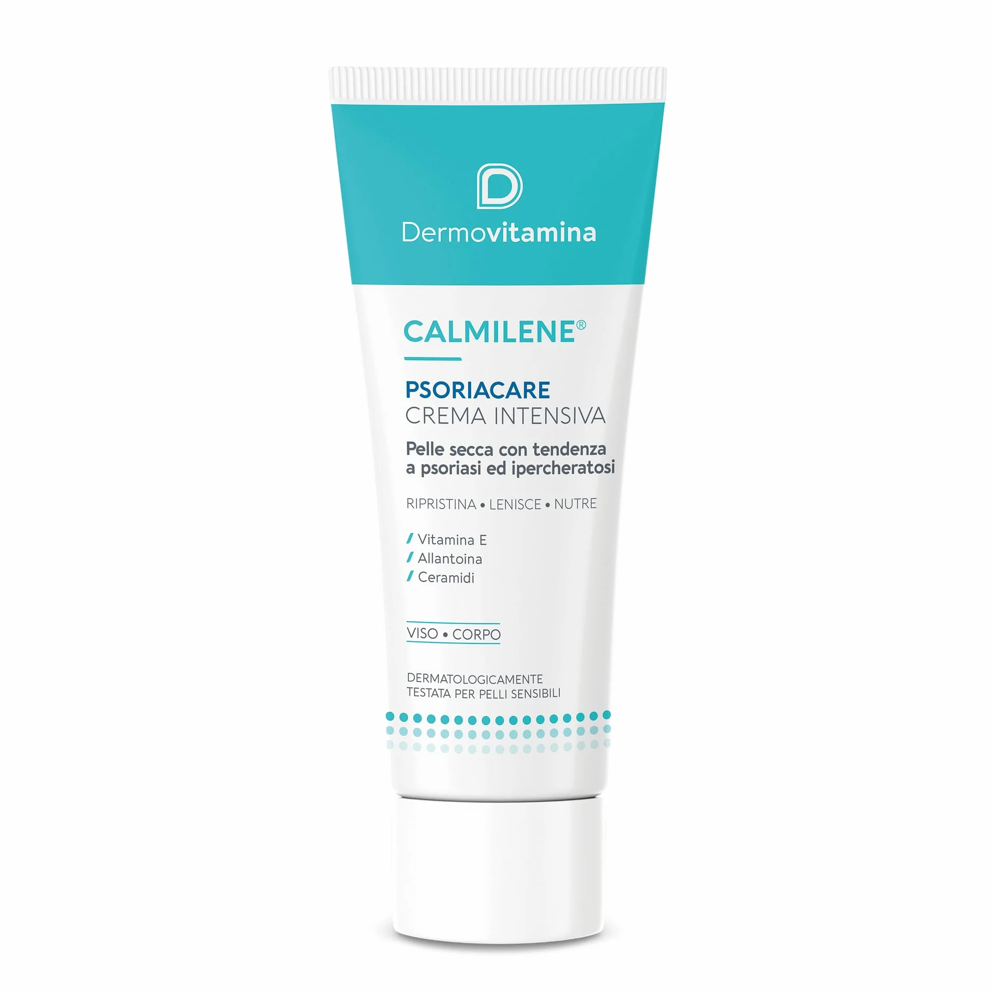 Dermovitamina Calmilene Psoriacare Crema Intensiva - Con Vitamina E e Ceramidi - Per la Pelle con Prurito, Arrossamento e Disquamazione - Con tendenza a Psoriasi e Ipercheratosi Cutanea - 50 ml