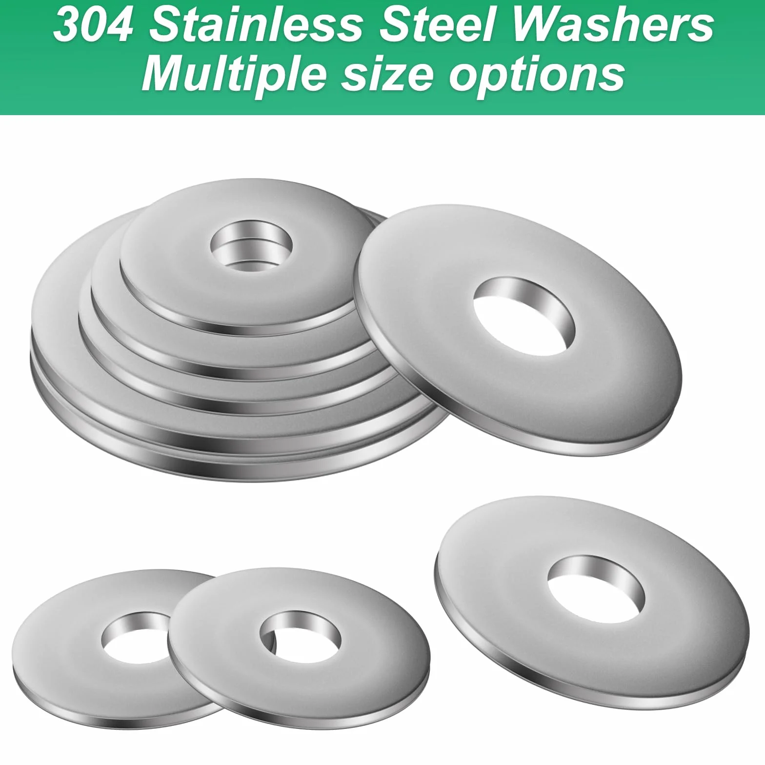 Rondelle Acciaio Inox M5 25 mm, Grandi Rondelles Piane Piatte 304 per Viti Bulloni