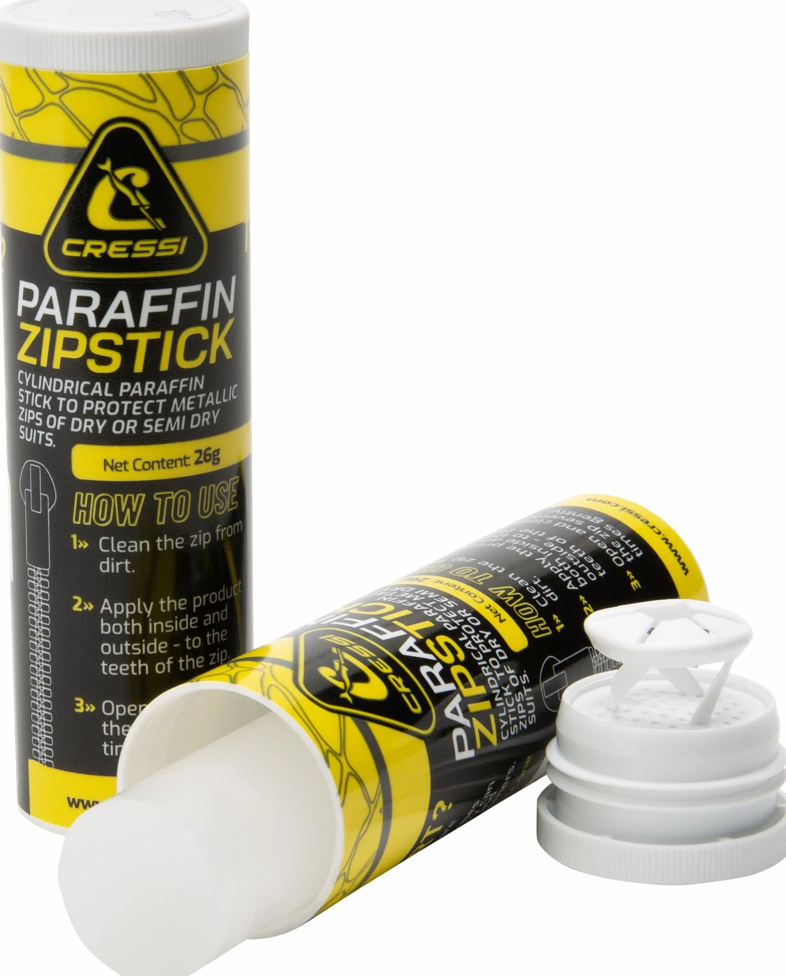 Cressi Paraffin Zipstick - Stick di paraffina per la Protezione Cerniere Metalliche Mute secche o Semi-secche, Incolore, 26g, Unisex Adulto