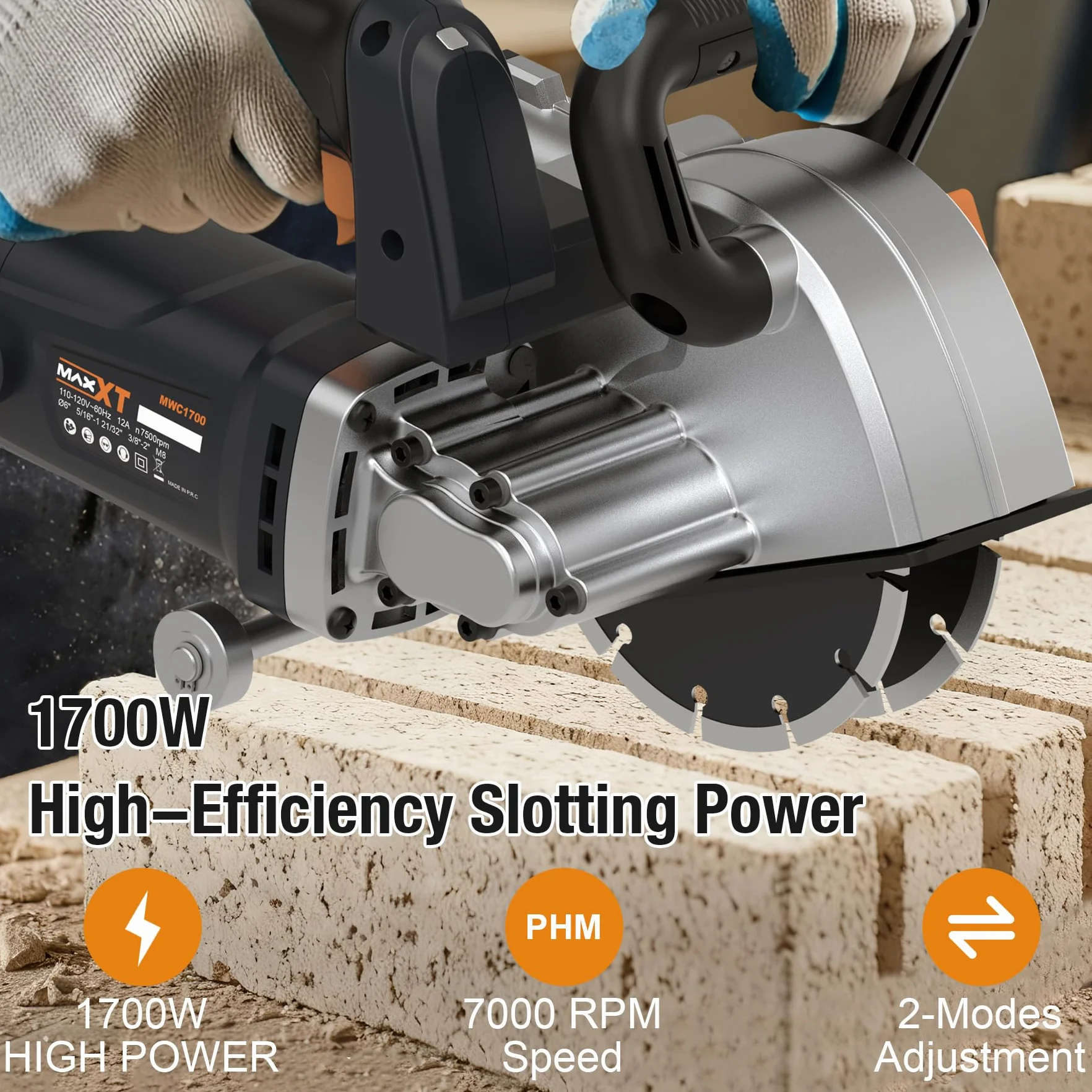 MAXXT Fresatrice Elettrica 1700W 220-240V 7500 rpm Profondità Taglio 10-50mm Larghezza 8-42mm