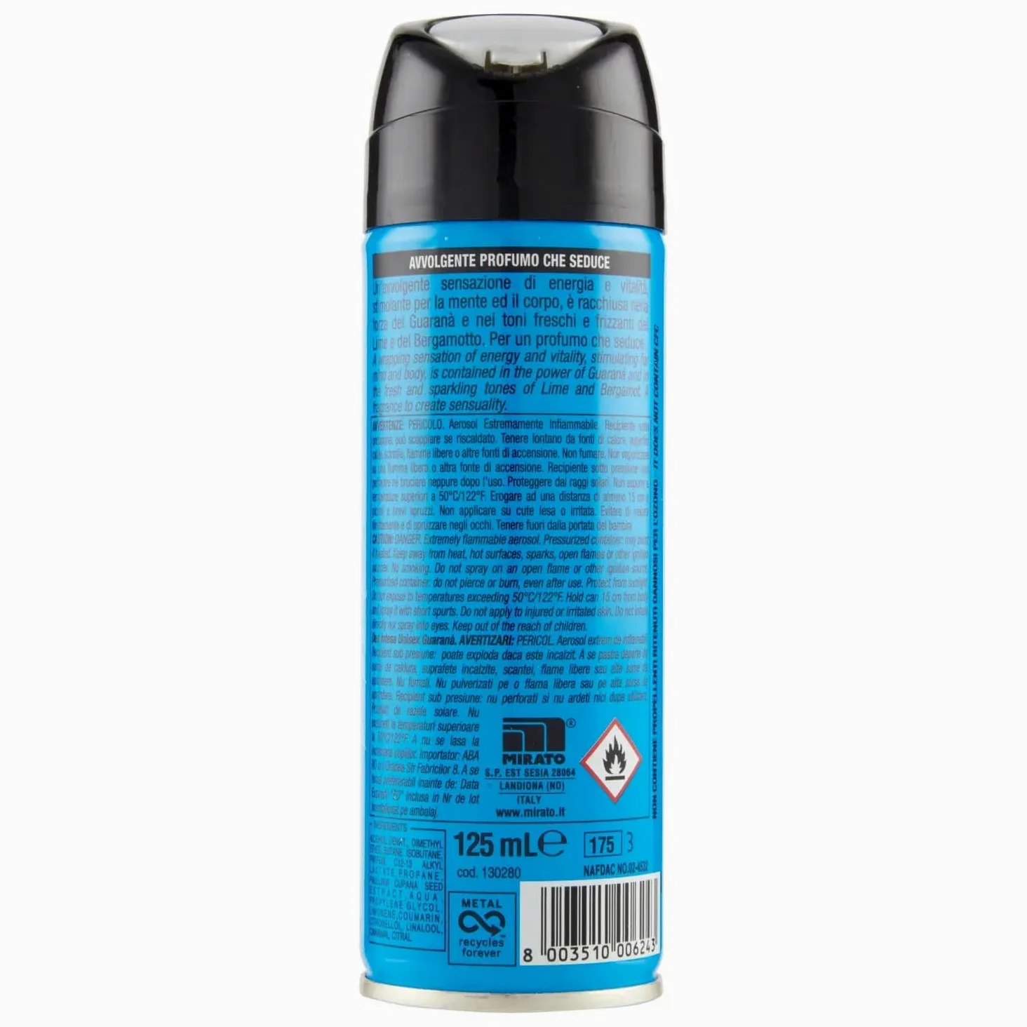 24 Deodorante Intesa Sex Unisex Guaranà – Deodorante Spray 125 ml + portachiavi Beni Culinari