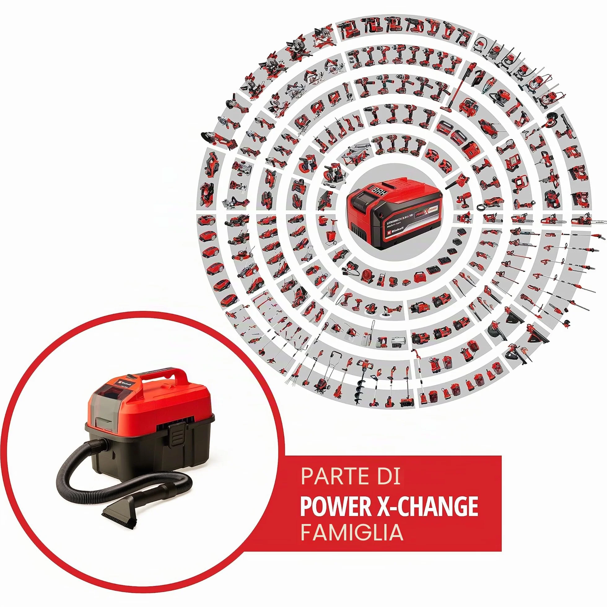 Einhell TE-VC 18/10 Li-Solo Power X-Change Aspirasolidi e liquidi 10 L 2 m