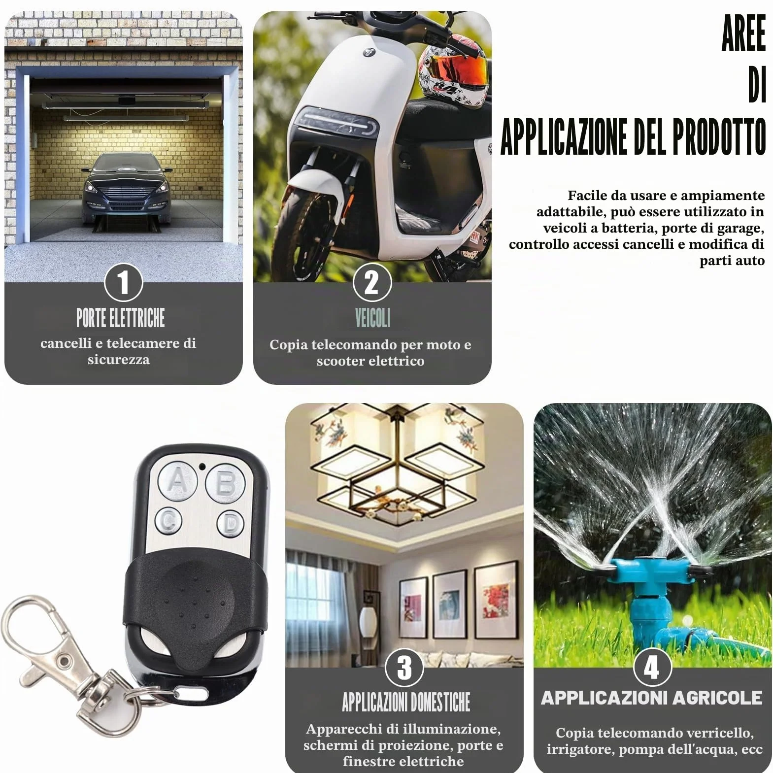 Telecomando Universale Cancello 433,92 MHz 3 Pezzi