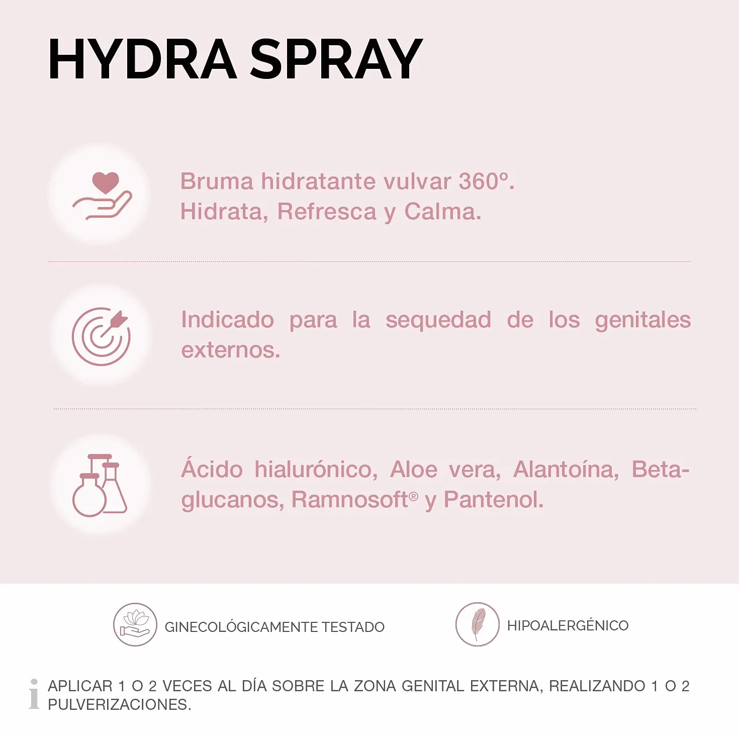 Cumlaude Lab Hydra Spray - Bruma Vulvar Hidratante, Calmante y Refrescante en 5 segundos, con Ácido Hialurónico y Aloe Vera para Sequedad, Picor o Inflamación de la Zona Genital Externa - 75 ml