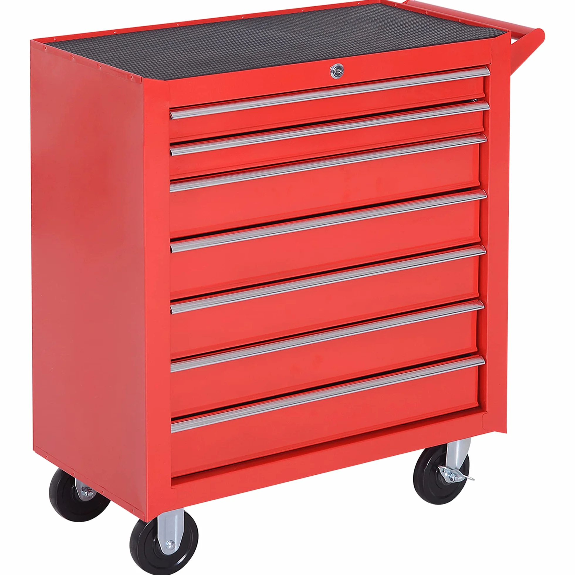 DURHAND Carrello Porta Attrezzi 7 Cassetti in Acciaio con Serratura, Rosso