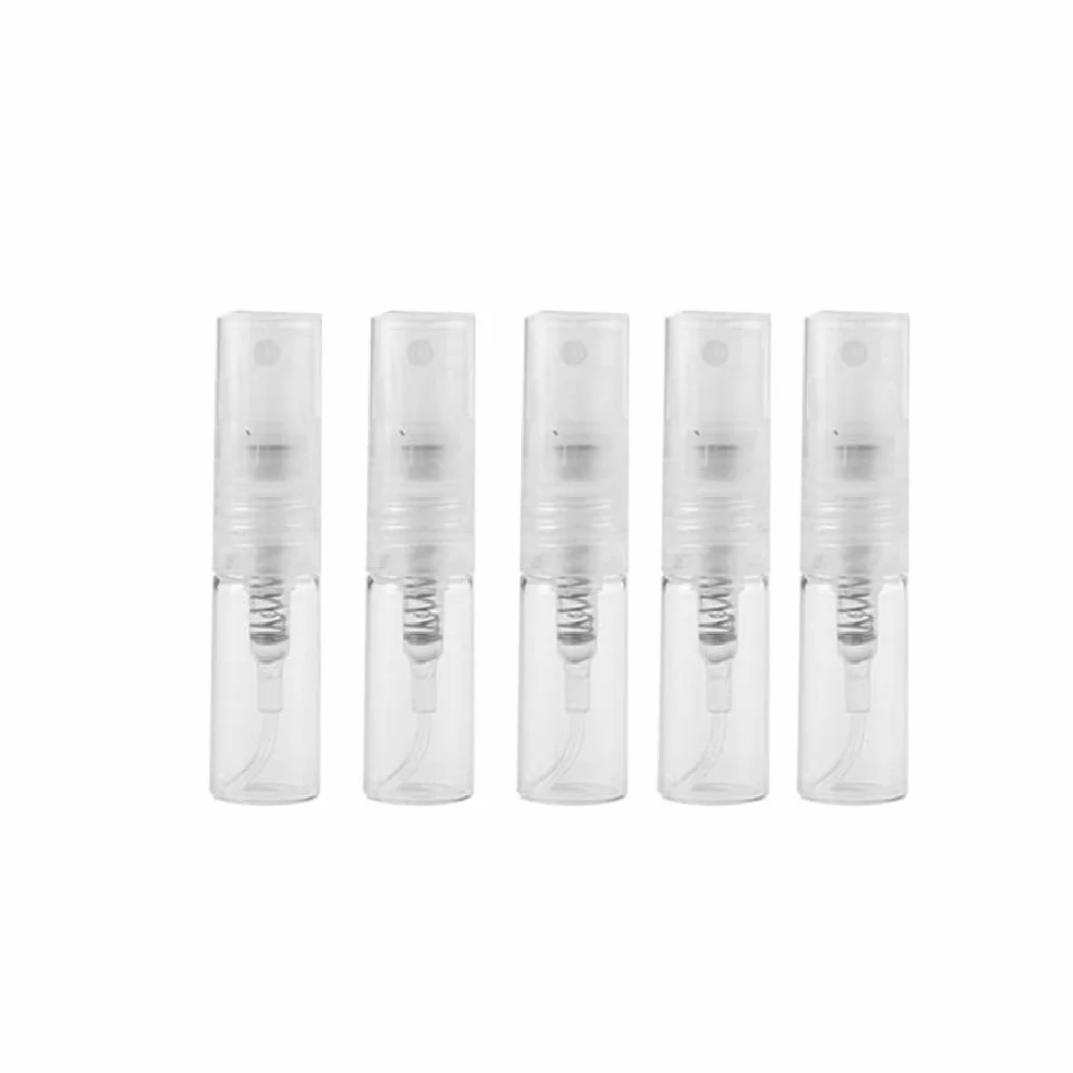 5 mini flaconi spray in plastica trasparente, piccoli flaconi ricaricabili per campioni di profumo, piccoli contenitori per campioni (5 ml)