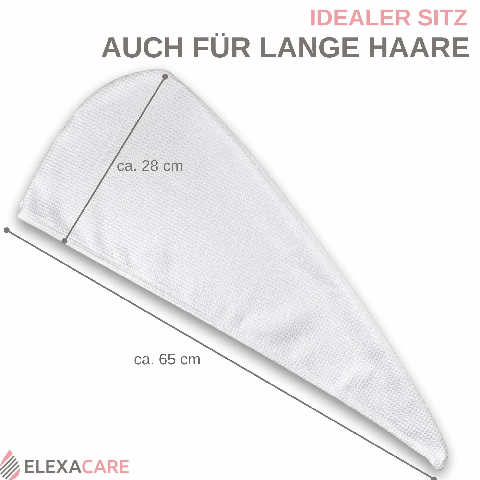 Turbante asciugacapelli, asciugacapelli in turbante con bottone (2 pezzi, bianco alpino), asciugamano in microfibra per testa e capelli lunghi