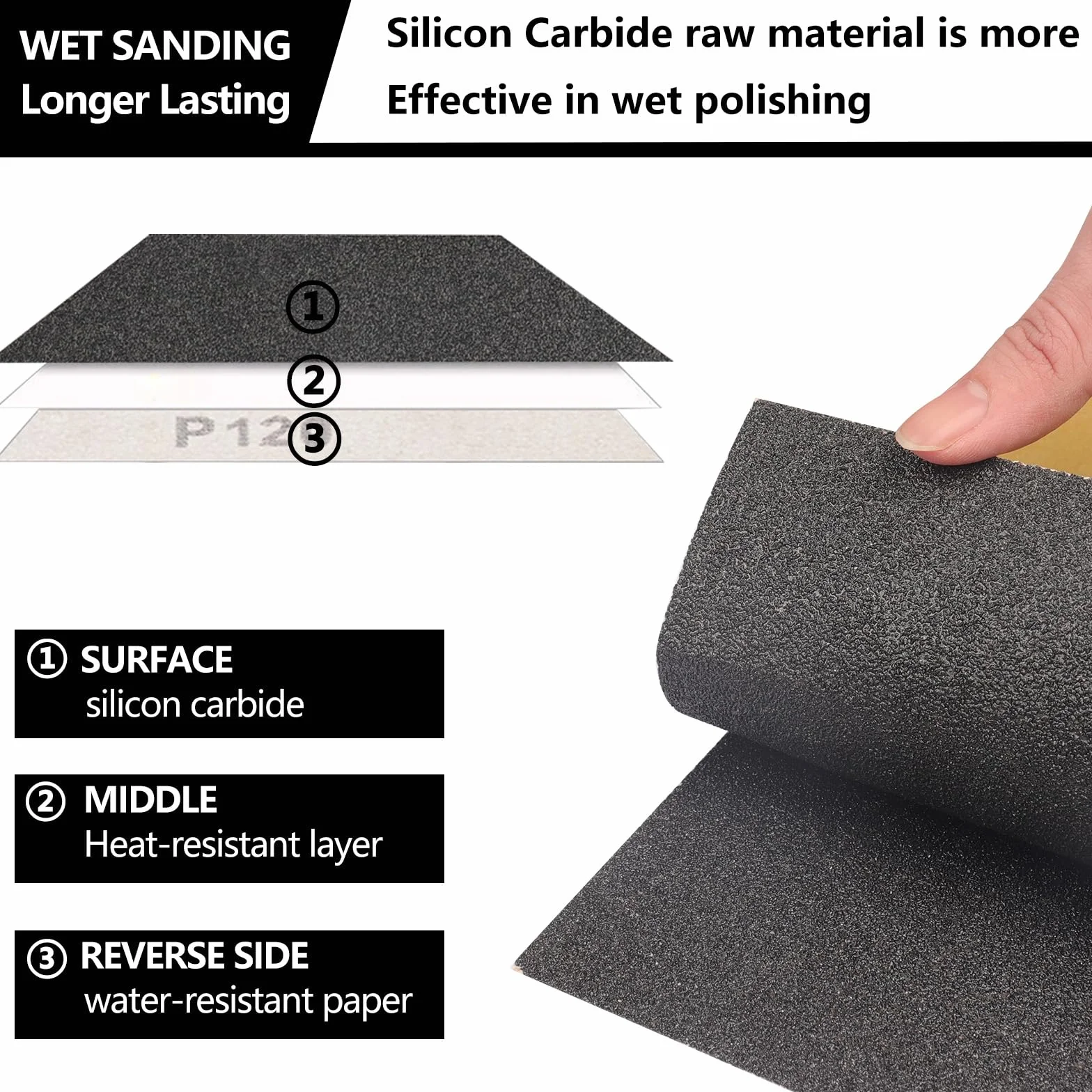 Carta Abrasiva Impermeabile 230x280mm Grane 120-2000 Carburo di Silicio Levigatura a Secco e Umido 18 Pezzi