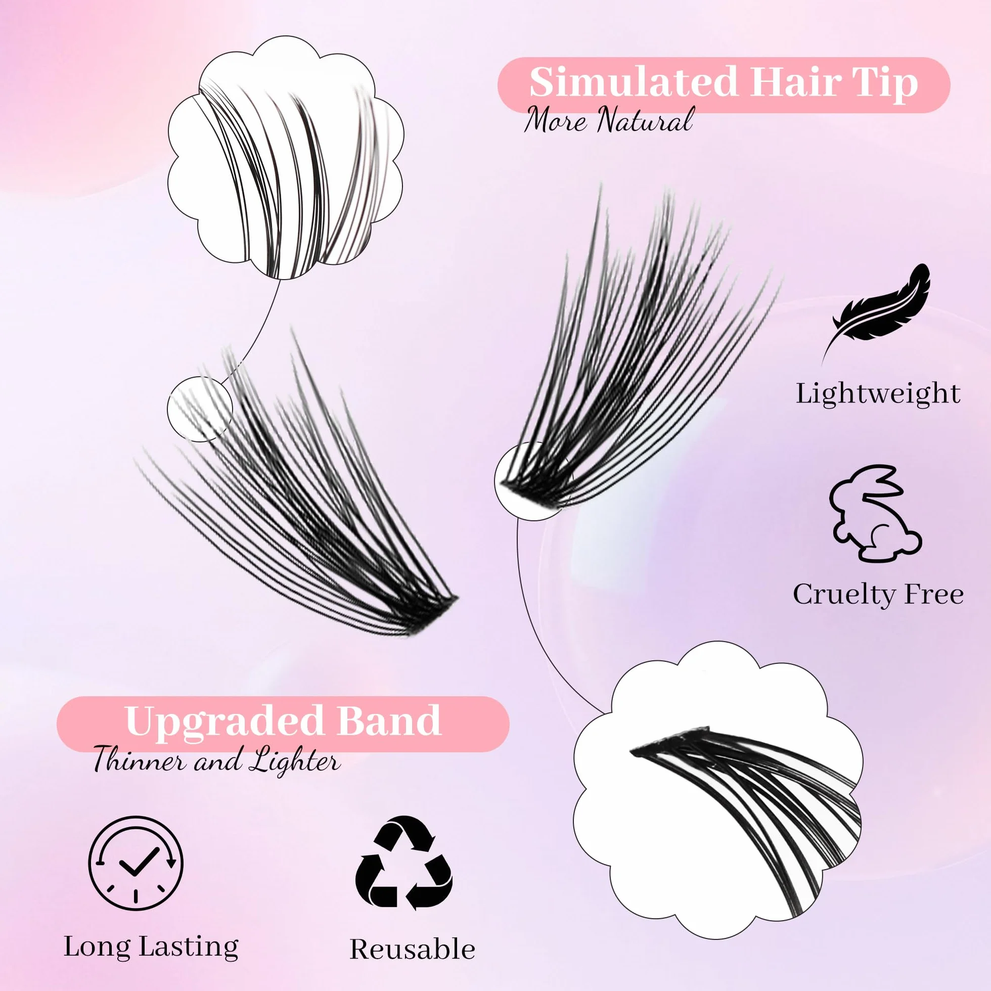 Ciglia Finte Ciuffetti, 240 PCS Ciglia Extension Kit 8-15mm Misto Naturali 0.07mm, DIY Eyelash Extension Cluster con Pinzette e Colla(30P, Nero, 8-15mm)