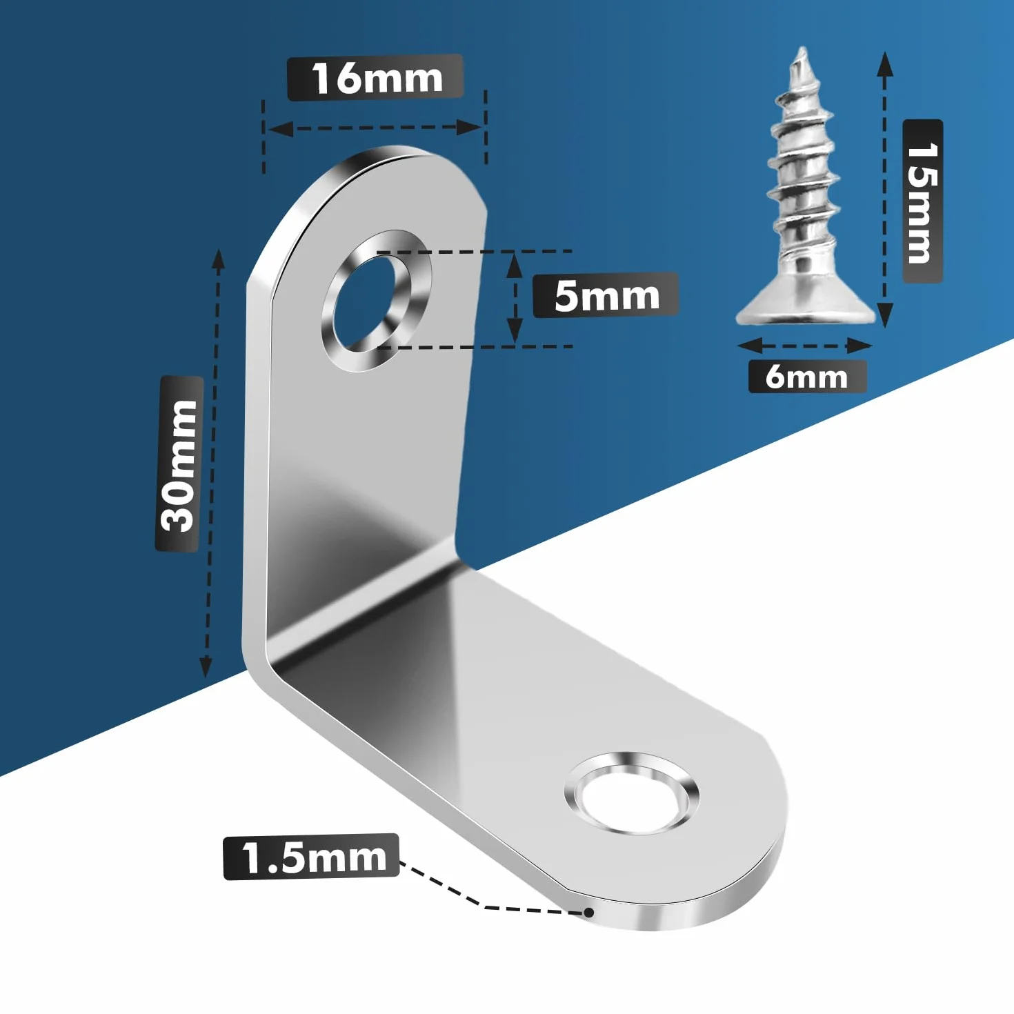 Shinfly Staffe Angolari 40 Pezzi 30 x 30 mm 90° Per Legno Con Viti