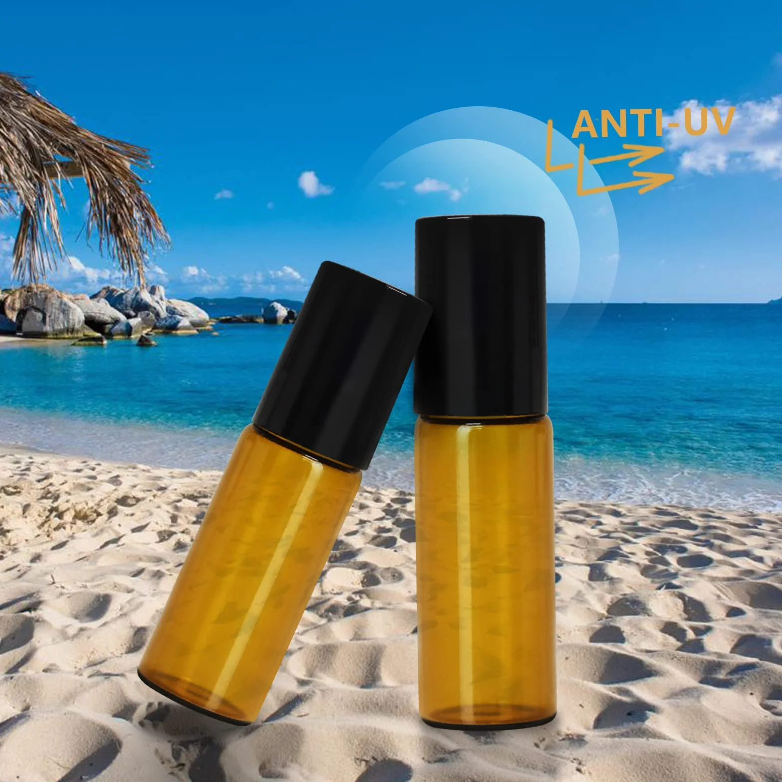 Topsky 24 Pezzi 5ml roll on vuoto per oli essenziali, Bottiglie vuote in Vetro Roll-on con Rullo in Acciaio Inox, per Oli Essenziali, lozioni, profumi, Marrone