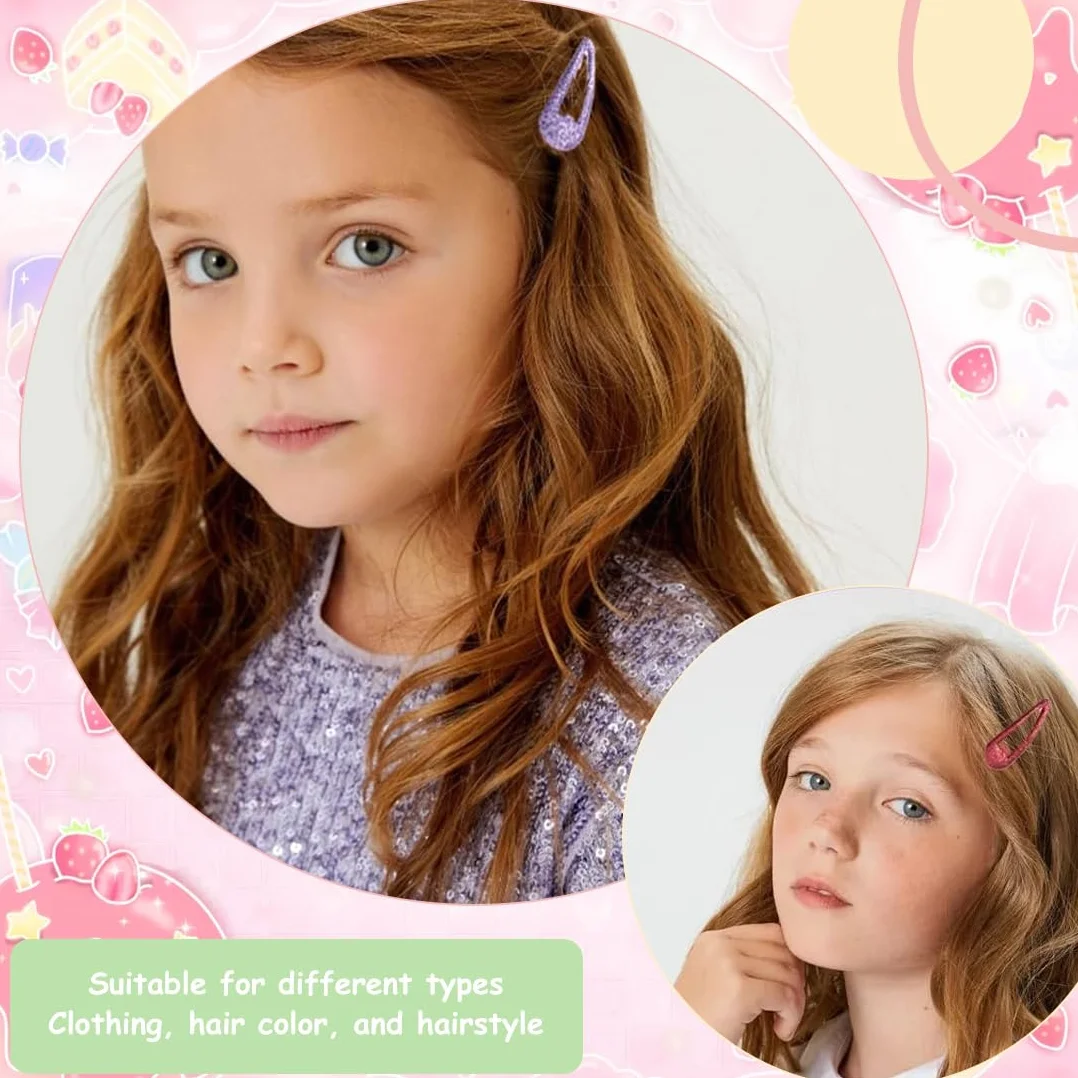 20 Pezzi Glitter Clip a Scatto per Capelli, Colorati Glitter Paillettes Fermacapelli, Fermagli per Capelli in Metallo, per Donna Bambina