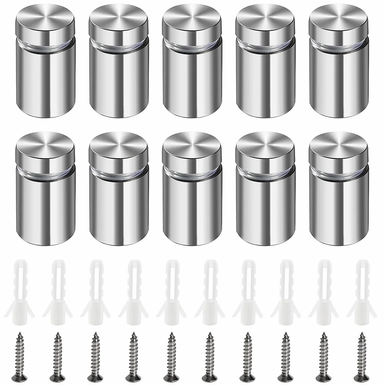 Distanziali per Targhe 16×25 mm Acciaio Inox, Vite di Vetro Standoff Bulloni Supporto, 10 Pezzi