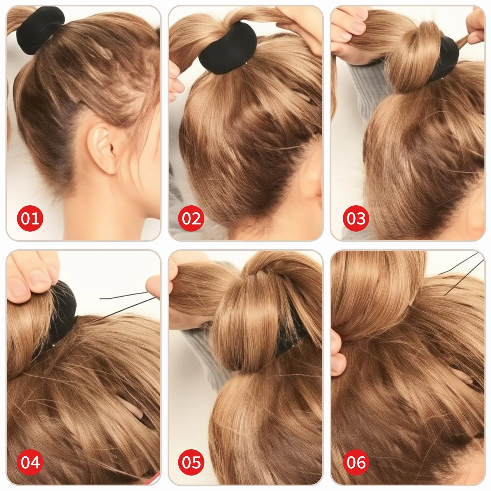 4 Pezzi Ciambelle per Chignon, Accessori per Capelli a Ciambella, Elastici per Capelli, Accessori per Capelli a Ciambella per Bambine, Cuscini per Chignon, Pinze per Fascia, per Matrimonio (Marrone)