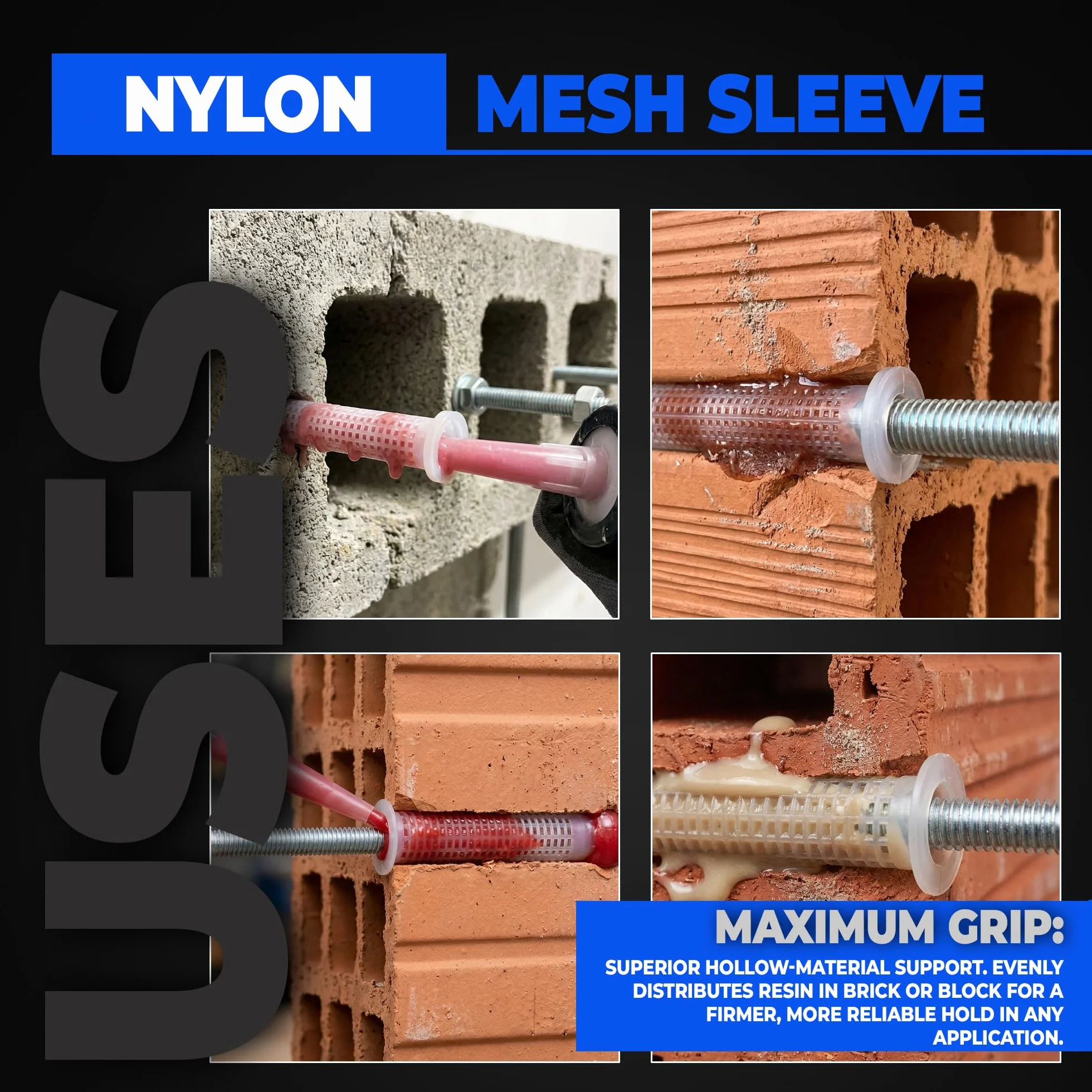 Tamiz Nylon Ancoraggio Chimico DOJA Barcelona Pack 25-12x50mm Tasselli a Calza Barra Filettata