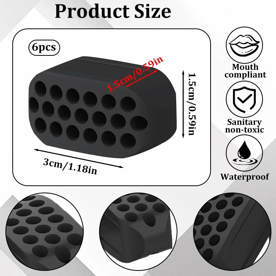 Exerciser Set di 6 Mascella Allenatore Esercizi, Jaw Liner Trainer, Silicone Jaw Exerciser per Uomini e Donne, Jawline Trainer Dispositivo di Rinforzo del Collo Collo Viso Strumento di Masticazione