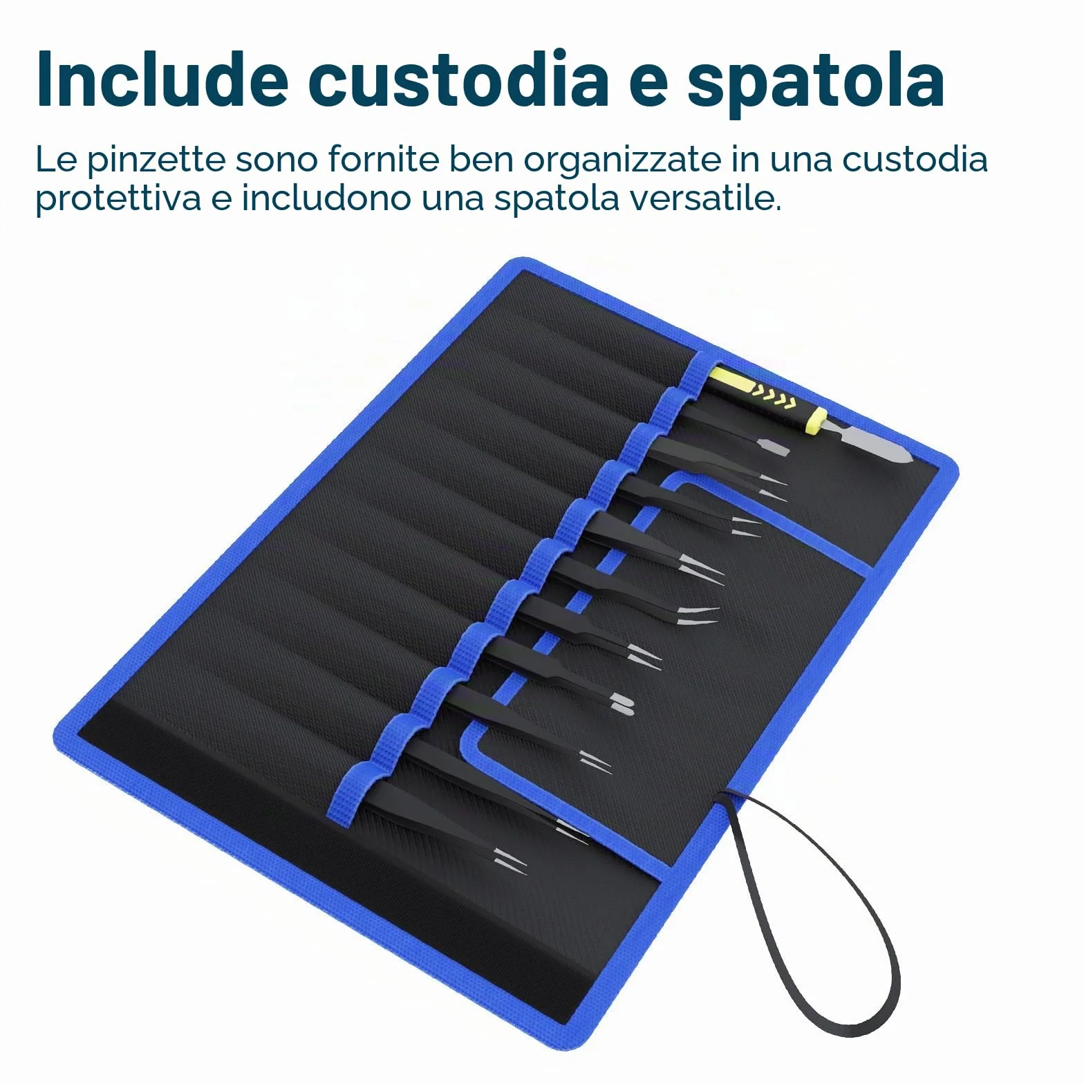 MMOBIEL 10x Pinzette ESD Antistatiche in Acciaio Inox di Precisione per Elettronica, Gioielli, Computer, Laboratorio - con Spatola e Custodia