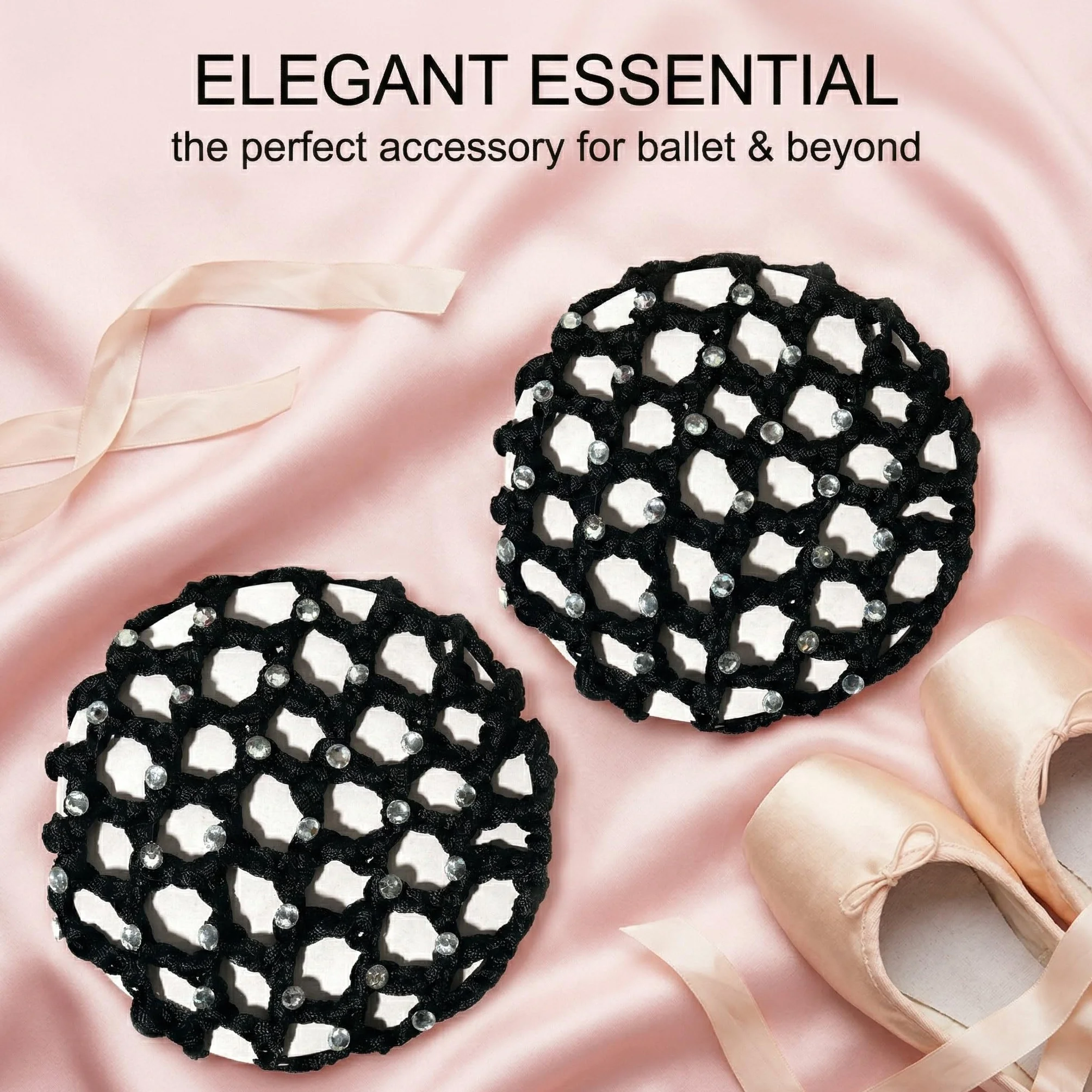 Retina per Capelli Chignon 2 Pezzi Nero – Invisibile, con Elastico per Danza, Balletto, Sport & Acconciature Perfette e Resistenti.