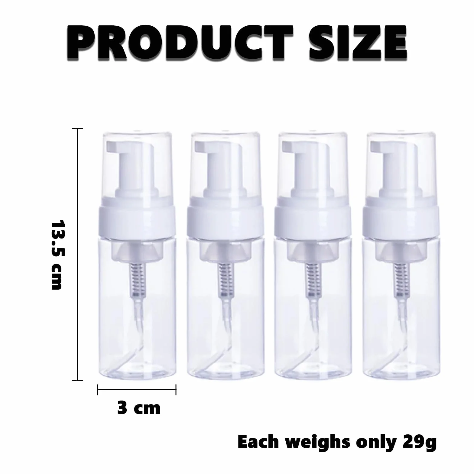 Confezione da 4 dispenser per sapone in schiuma, 50 ml, vuoti, ricaricabili, per shampoo da viaggio