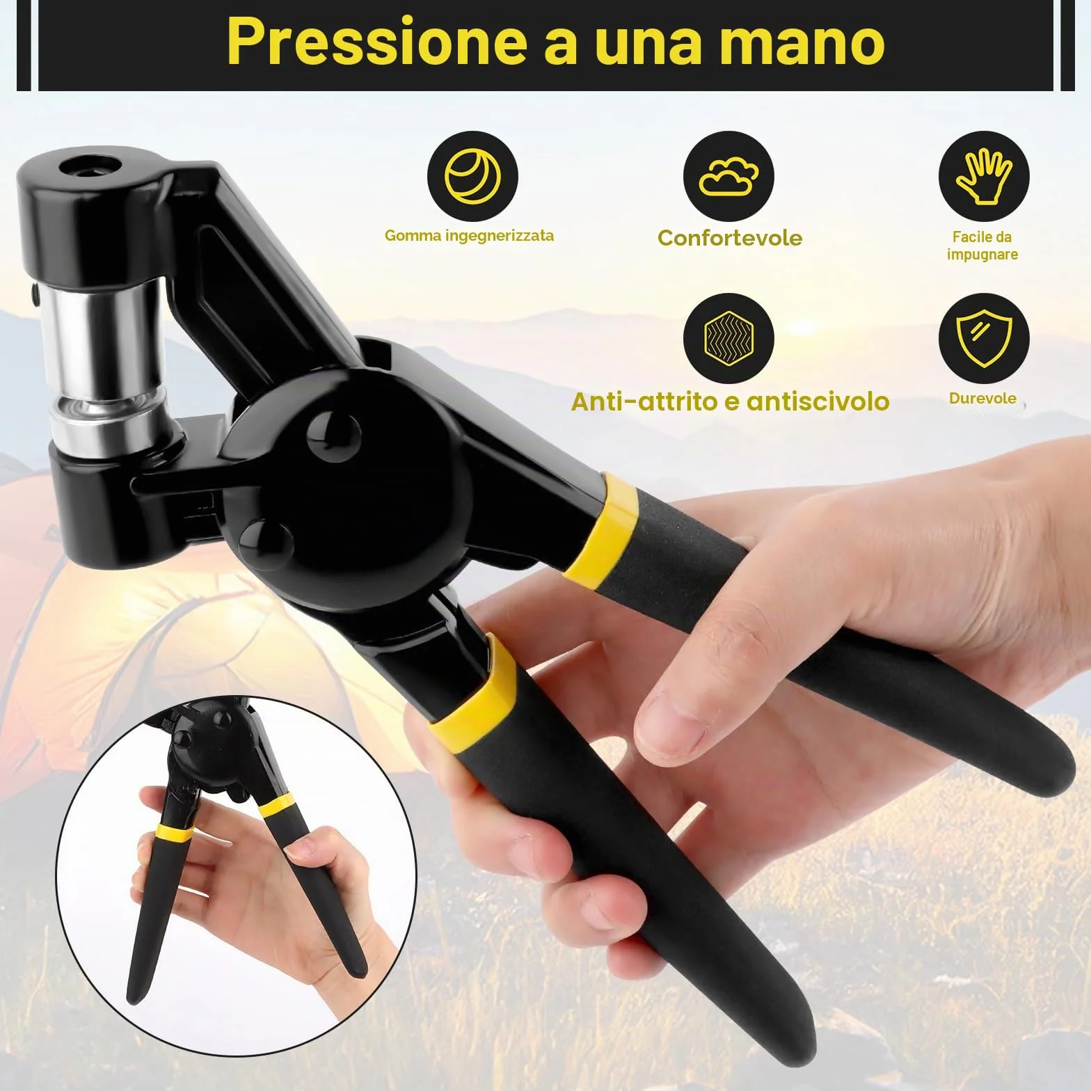 talifoca Pressa per occhielli manuale portatile 3/8 pollici con 300 occhielli 10 mm per telone pelle tessuto