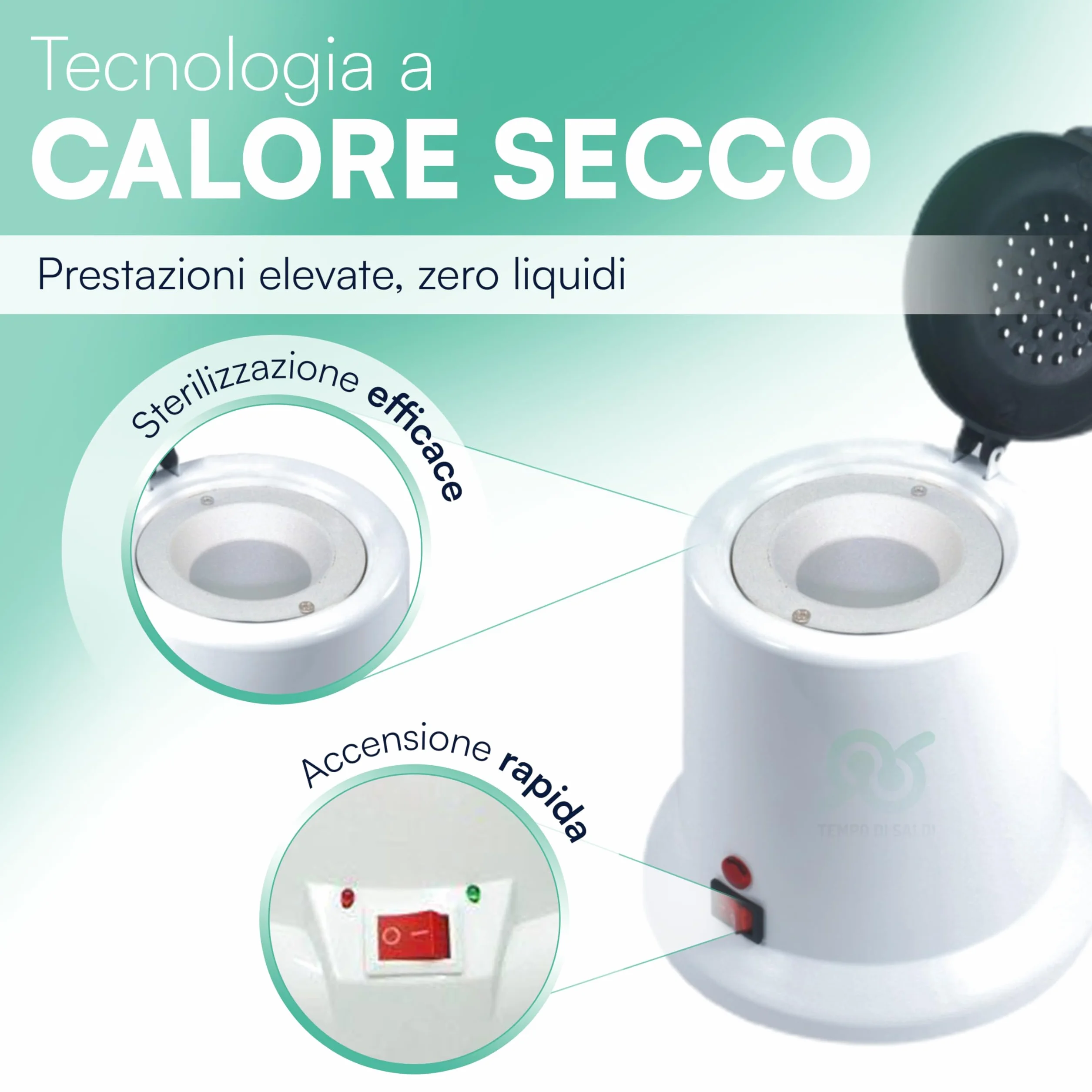 Tempo di Saldi Sterilizzatore Estetica Professionale al Quarzo per Attrezzi Unghie e Ferri - Autoclave a Secco a Caldo con Sfere Incluse, Riscaldamento Rapido 100W per Estetista e Parrucchiere