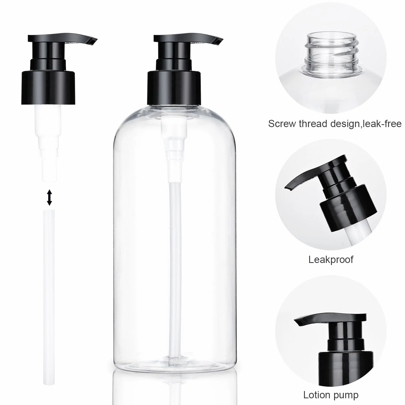 Bottiglie Vuote Pompa 2 pezzi Flacone Dosatore Dispenserà Sapone Doccia Flacone Dispenserà Flaconi Pompa in Plastica Ricaricabili per Sapone, Shampoo, Liquido Lozione