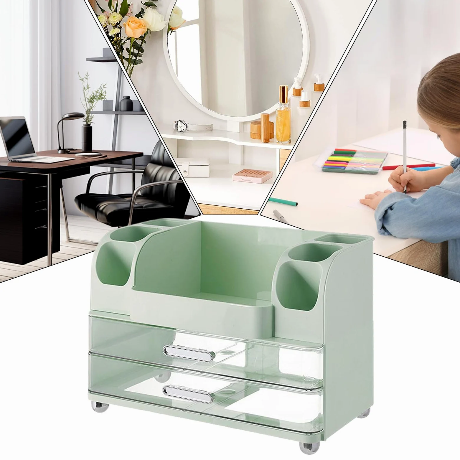 Organizzatore per il trucco, portaoggetti per cosmetici da donna - Organizzatore di stoccaggio Trucco Medicina Gioielli Hobby Scrivania Dormitorio Camera da Armadio