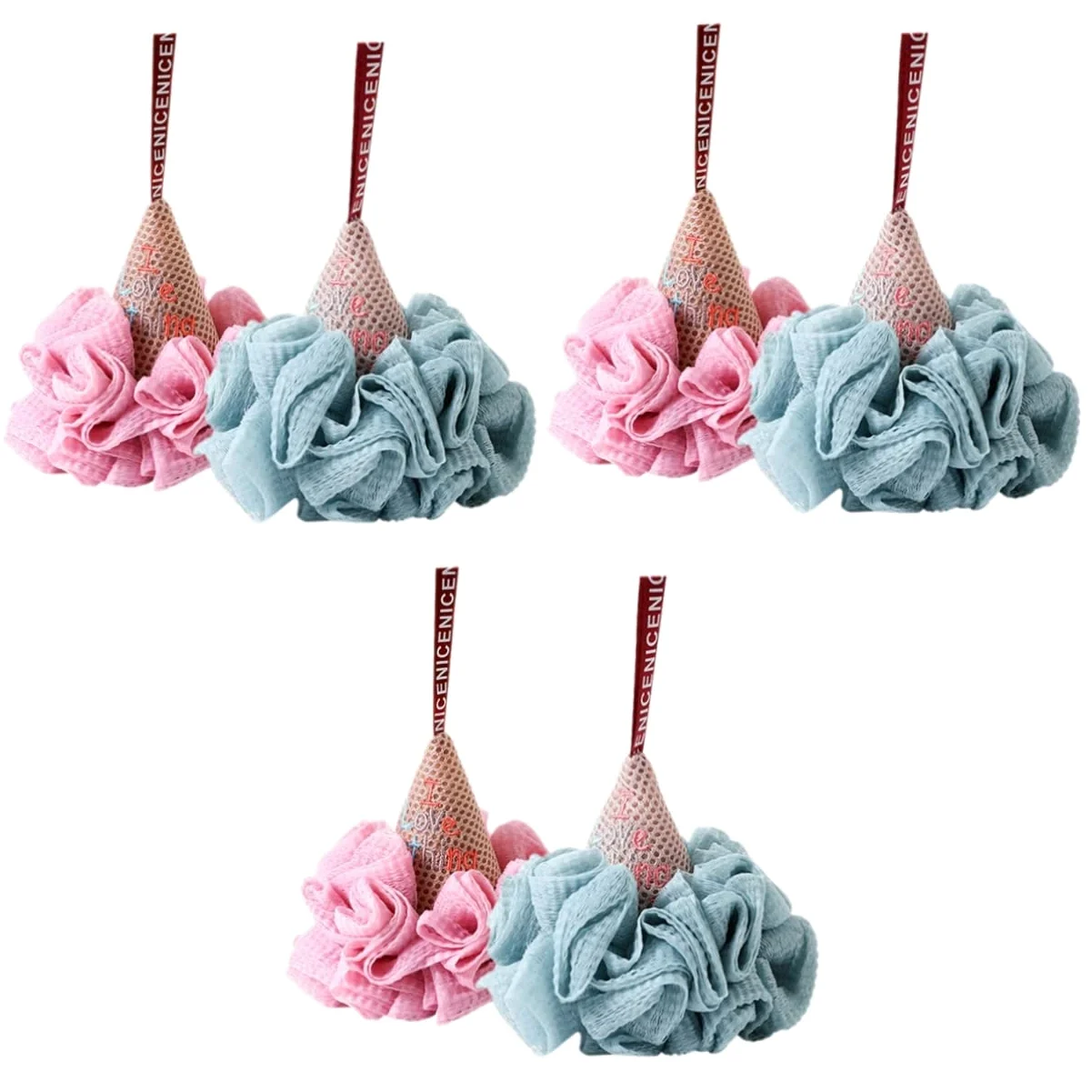 Baluue 6pezzi Spugna Da Bagno Esfoliante Palla Da Bagno Rete Densa Per Loofah Morbido Per Pulizia e Massaggio Corpo Colori Pastello