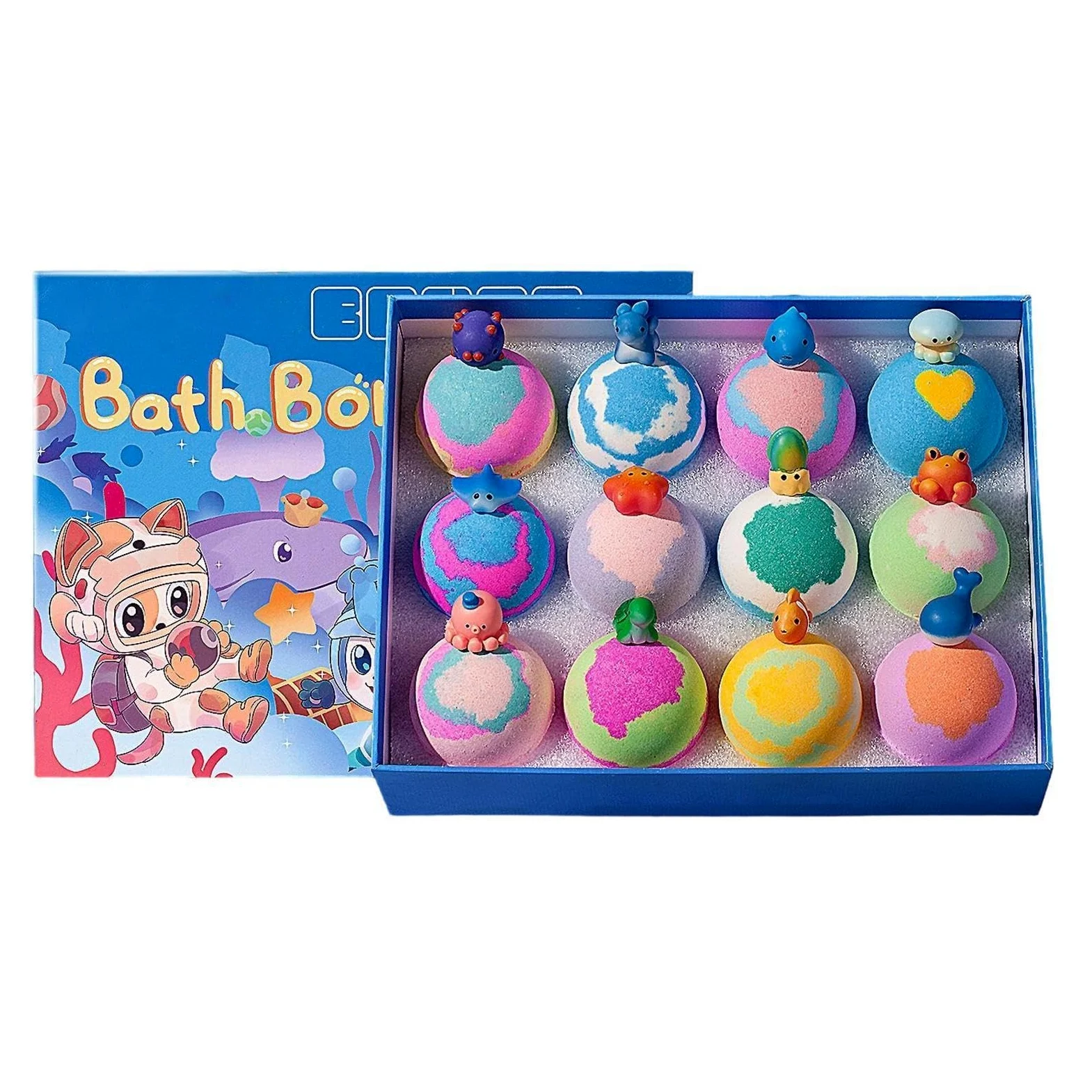 Bombe da Bagno Effervescenti 12 Pezzi Colorate Delicate Effervescenti | Regali Per Cestini Giocattoli Da Bagno per Adolescenti Famiglia Bambini Ragazzi Ragazze Figlio Figlia