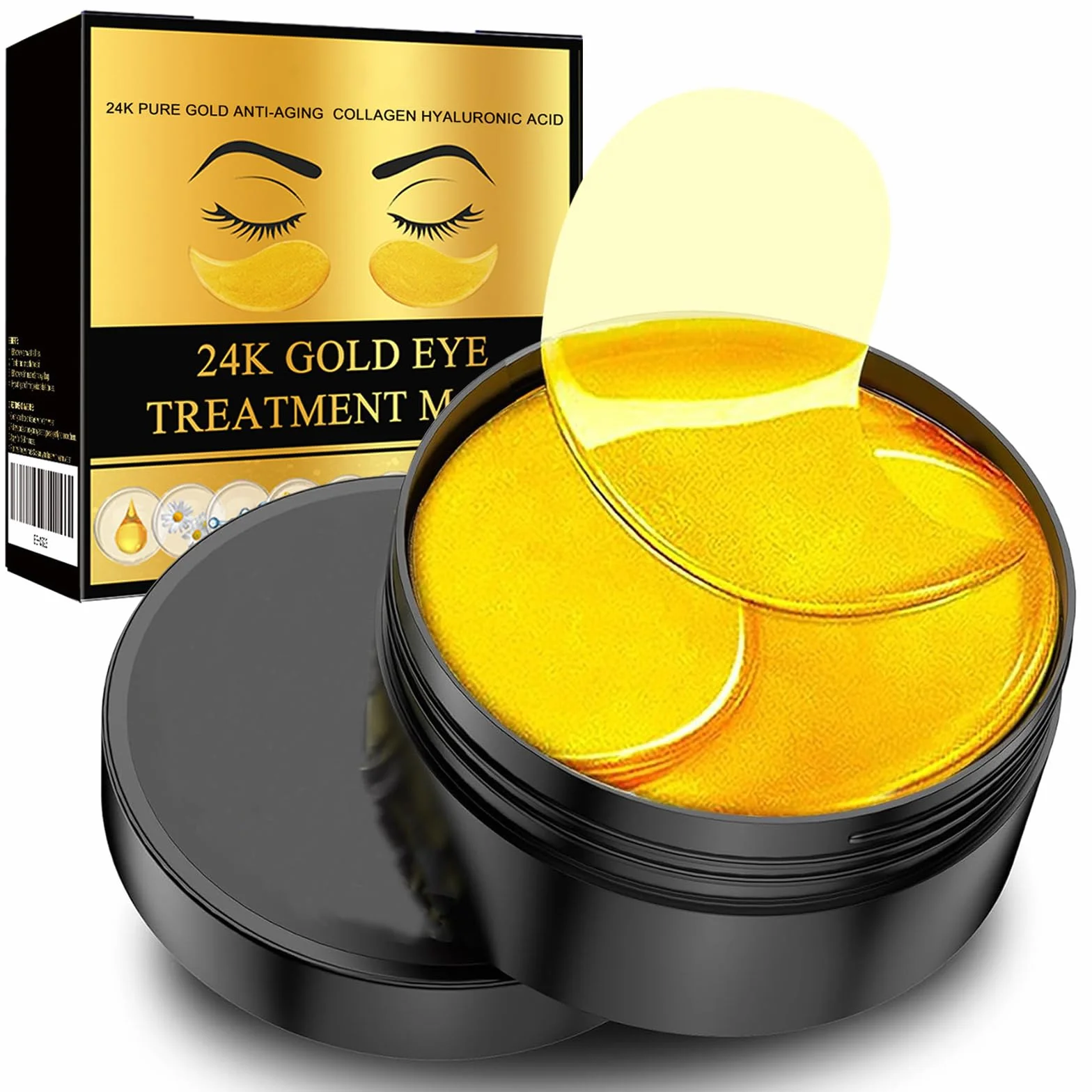 60 Pcs Maschera Occhi 24K Gold, Patch Occhi Collagene,Combattente Occhiaie Scure e Borse Sotto gli Occhi, idratante e lenitiva per occhi gonfi, Migliora il Contorno Occhi,Unisex