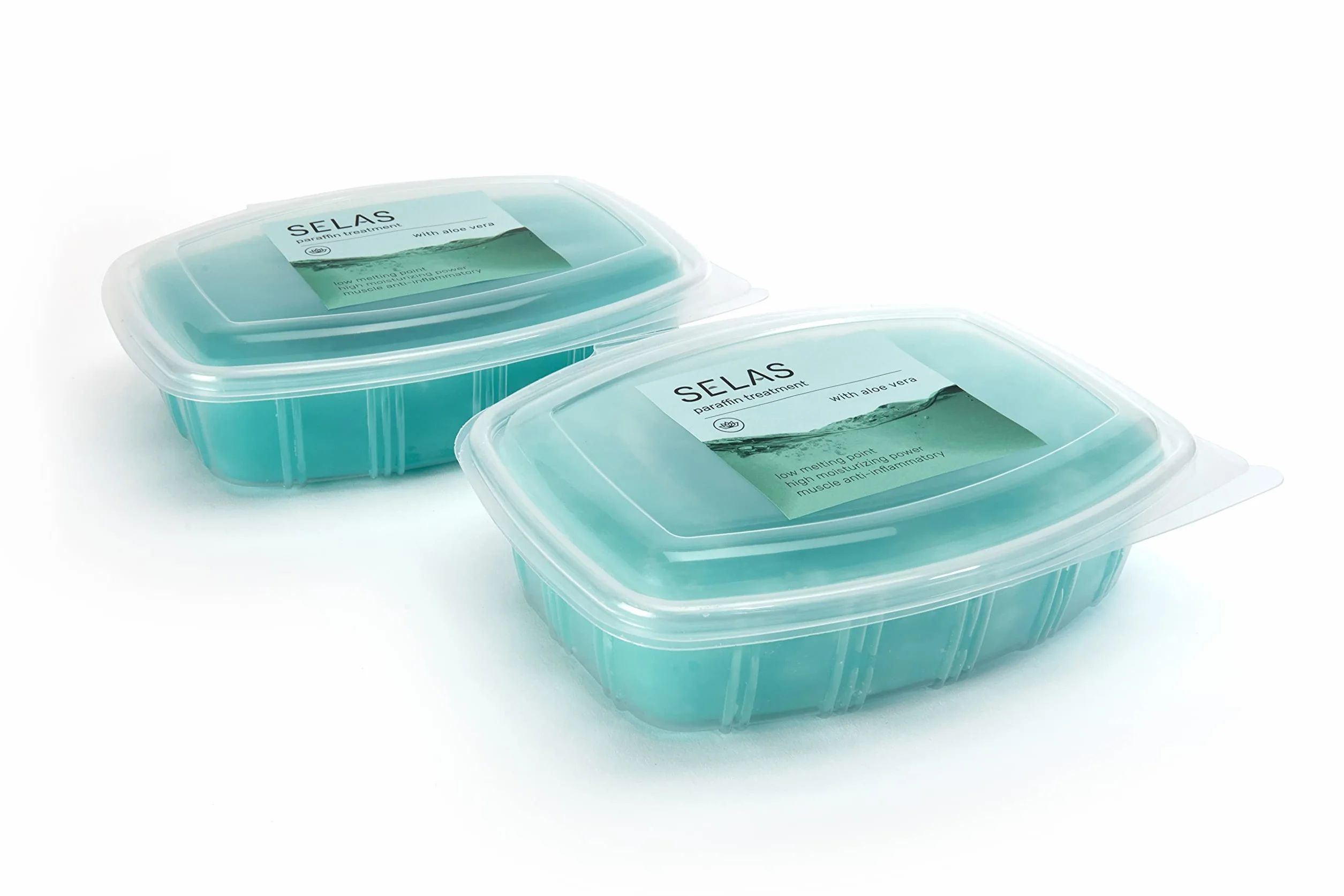 Paraffina all'aloe vera confezione da 2600 ml (980 g x 2 unità) SELAS. Per trattamenti estetici di mani e piedi. Riscaldata, idratante.