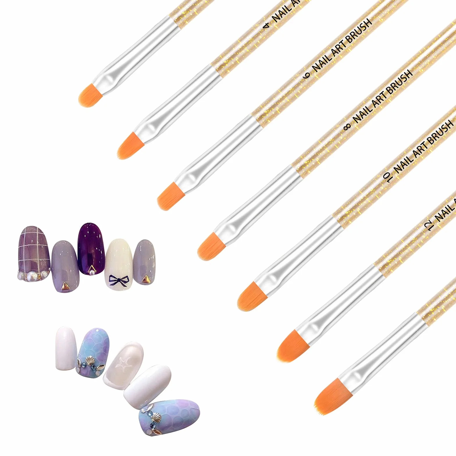 7 Pezzi Pennelli per Unghie Set, Pennello Gel Unghie, Gel UV e Spazzola di Arte del Chiodo per Unghie in Acrilico, Spazzola per Ricostruzione Unghie Gel UV per Pittura Penna Strumento (B)