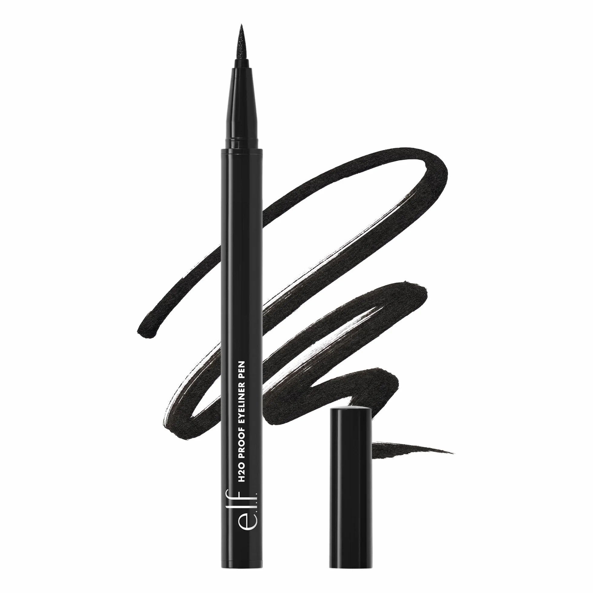 e.l.f. H2O Proof Eyeliner Pen, punta in feltro, formula liquida waterproof, Jet Black, 0,7 mL (0,02 fl oz)