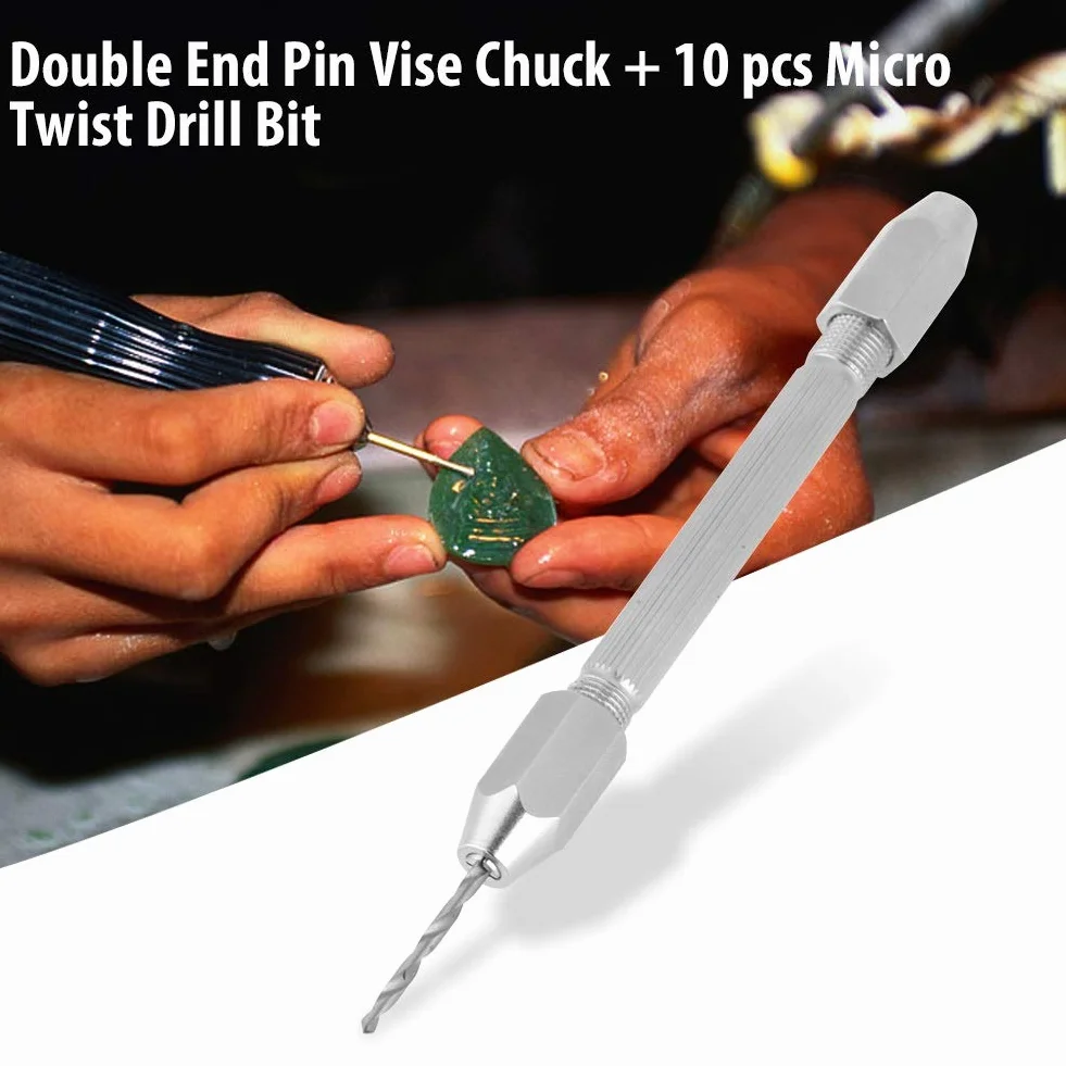 Mini Trapani a Mano 0,5-3,2 mm Trapano Modellismo con 10 Punte Micro Twist Drill Bits per Bricolage