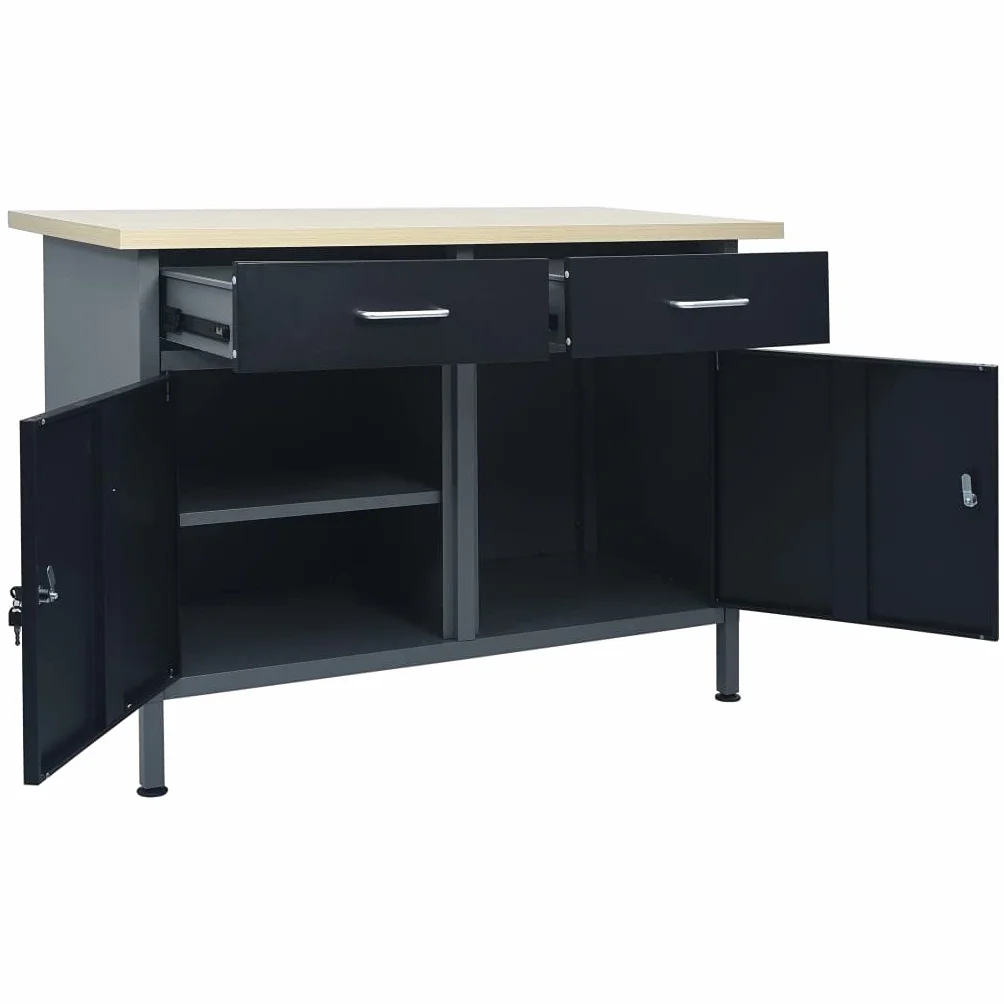 vidaXL Banco da Lavoro Nero 120x60x85 cm Acciaio