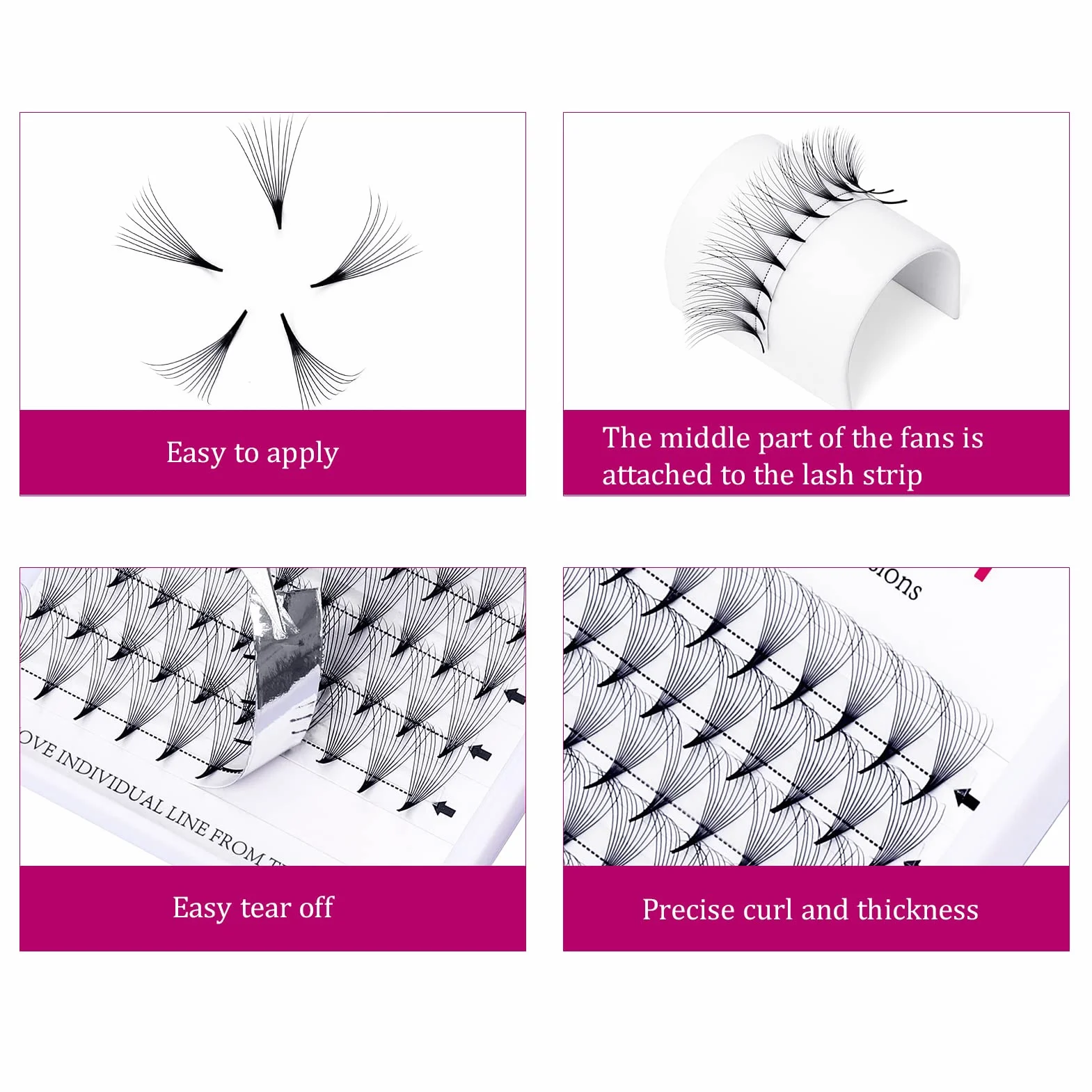 FADLASH Extension Ciglia Ciuffetti 10D 0,07mm Curva C 10mm Ciglia Finte a Ciuffetti Premade Fans Lashes Cluster