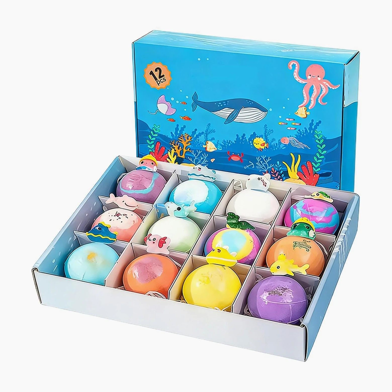 Bombetta da Bagno Effervescente 12 Pezzi Detergente Corpo Rilassante per | Set Spa con Giocattoli per Viaggio, Hotel, Vasca, Casa, Spa, Bambini e Bambine
