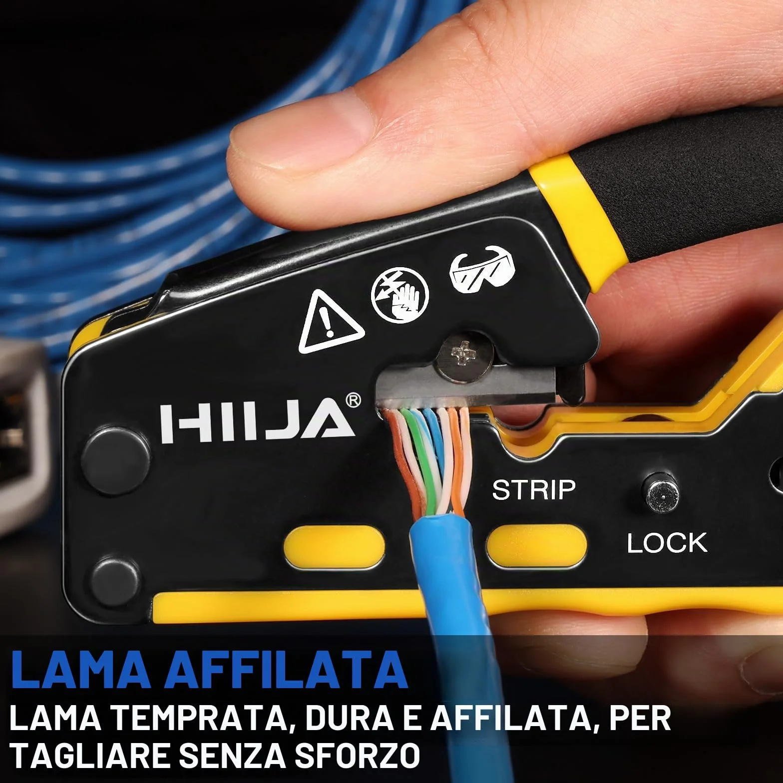 Pinza Crimpatrice RJ45 Passante per Connettori Ethernet Cat6 Cat5 Cat5e con Tester Cavi di Rete 50 Connettori RJ45 50 Coperture RJ45