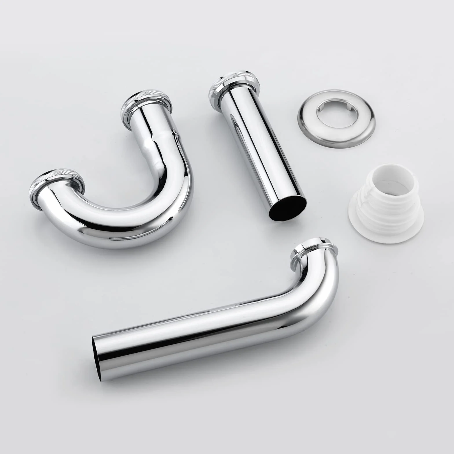 Ibergrif Sifone Lavabo Bagno 1 1/4" x 32 mm Acciaio Inox, Scarico Standard con Guarnizioni Silicone, Anti-Odore e Anti-Intasamento
