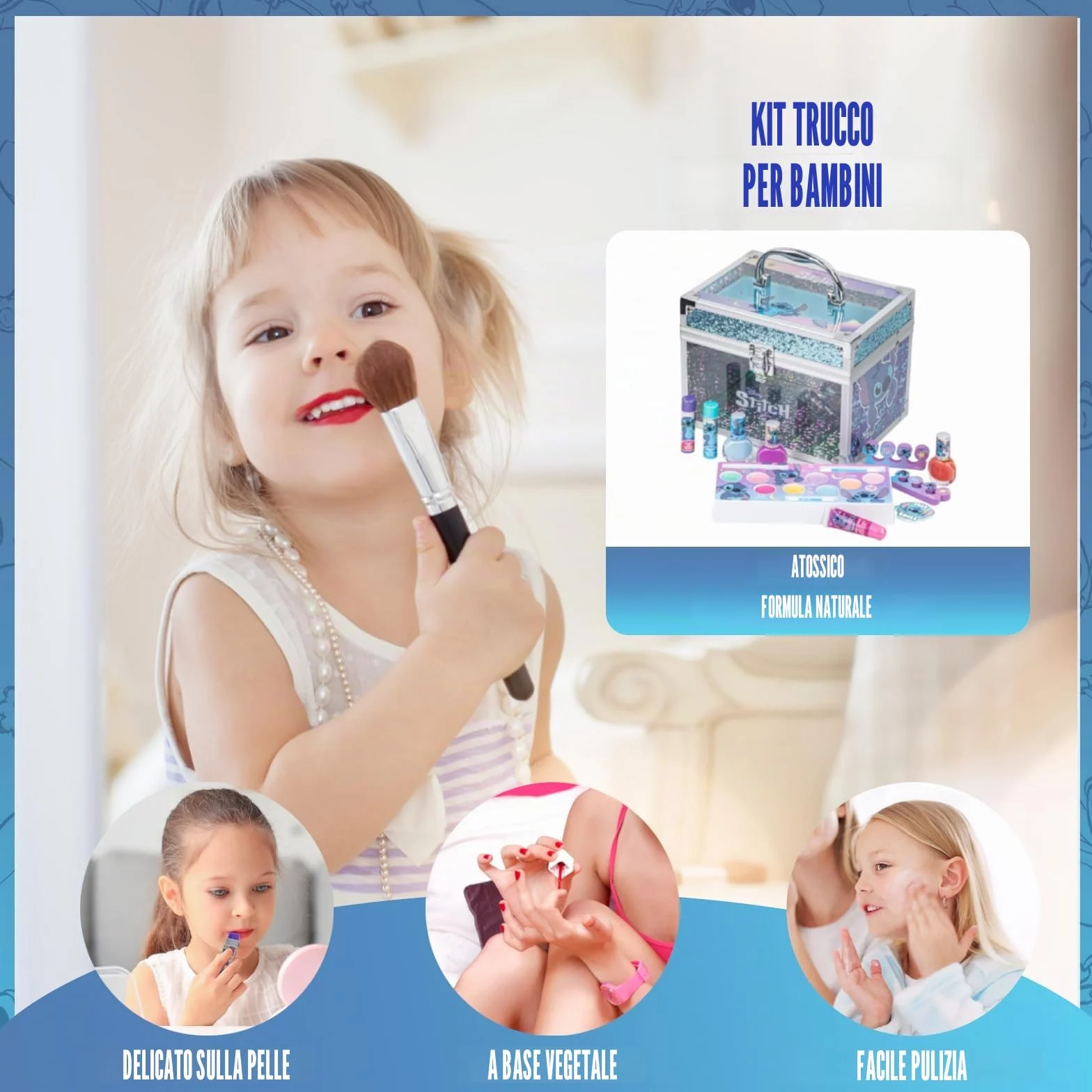 Stitch Set Trucco Bambine Gloss e Smalto con Beauty Case