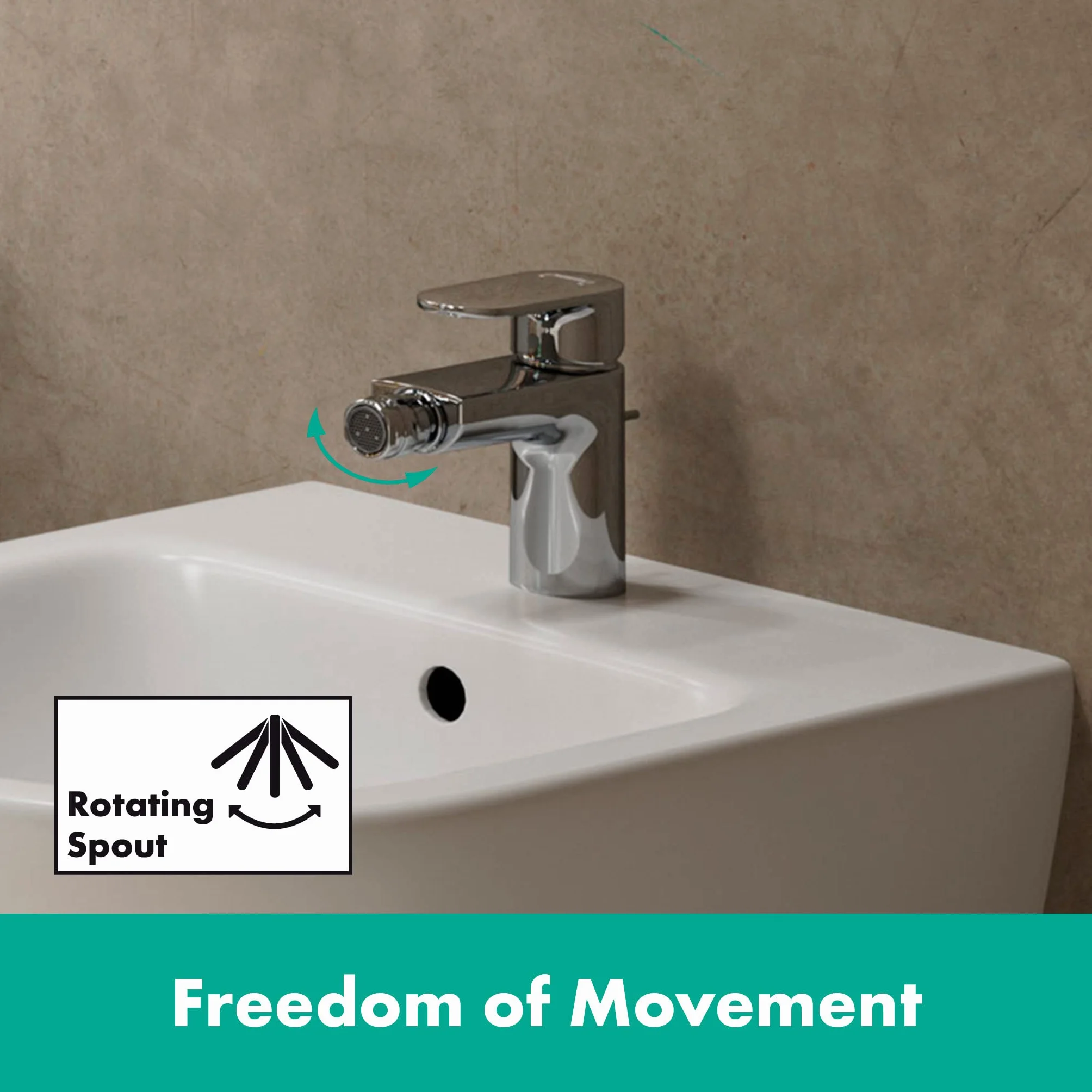 hansgrohe Vernis Blend Rubinetto per bidet con scarico a tirante, Miscelatore monocomando 80 mm cromo