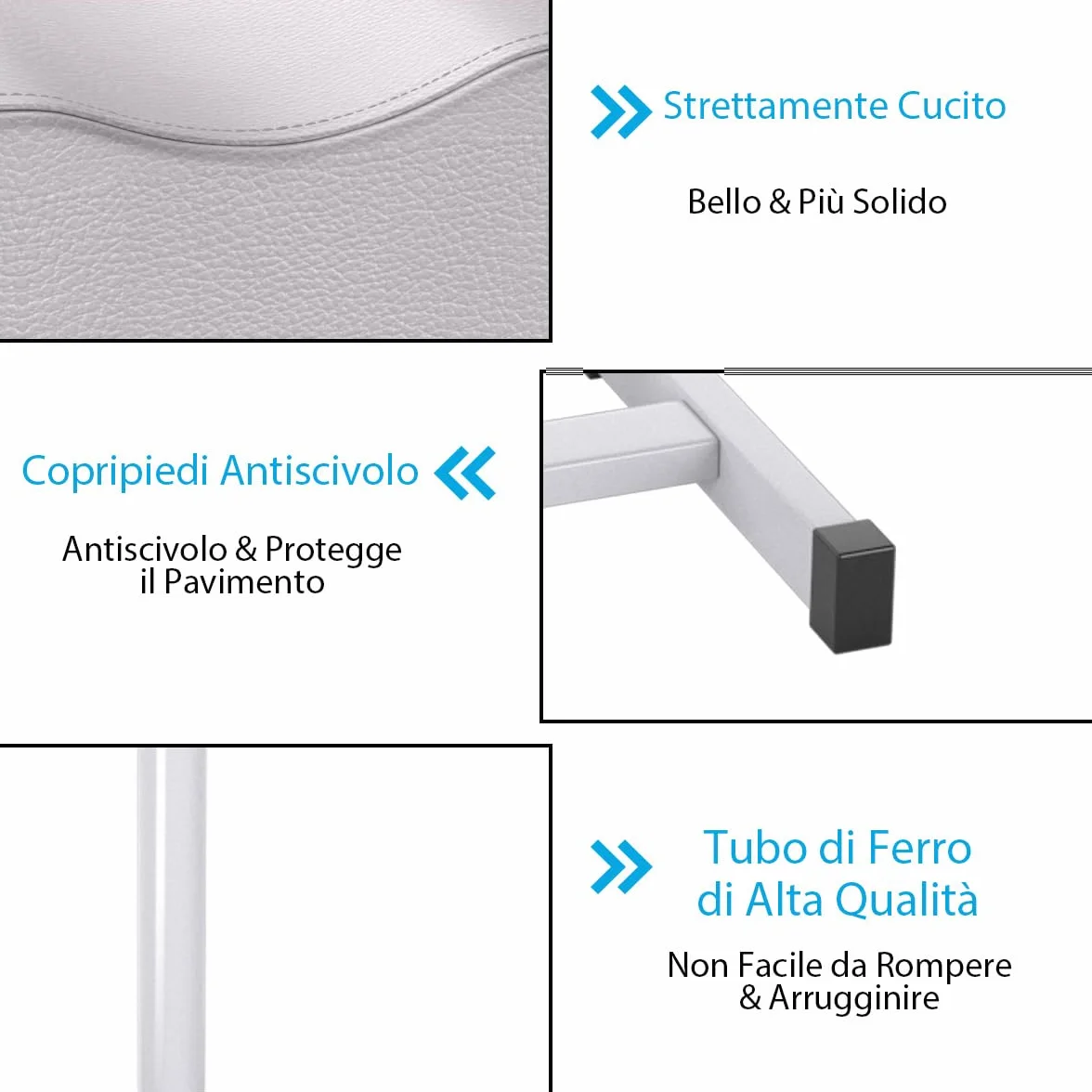 COSTWAY Poggiapiedi Pedicure Manicure, Sgabello Pedicure Estetista Regolabile in Altezza e Cuscino Spesso, Poggiapiedi per per Podologia, Estetista, Fisioterapia (Bianco)