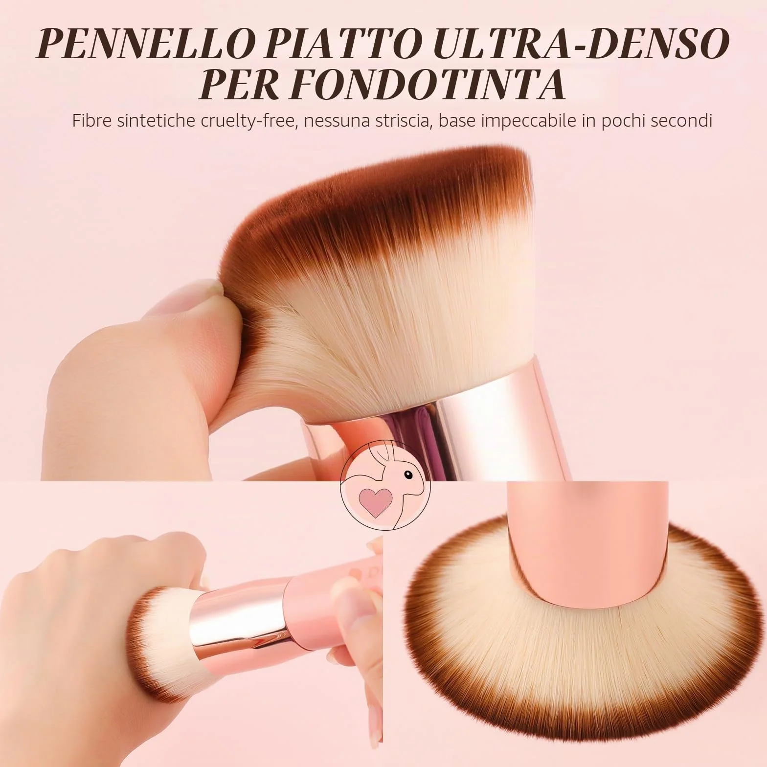 DUcare Pennello Fondotinta Flat Top Pennelli Make Up Kabuki per Fondotinta Liquido per Lucidatura, Puntini, Correttore