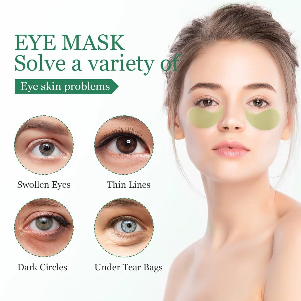 LOPHE Patch Occhi, 60 Pezzi Eye Patch Maschera Occhiaie e Borse, Collagene Patches Occhi per Rimuovi Puffiness, Idrata Anti-Età(Verde)