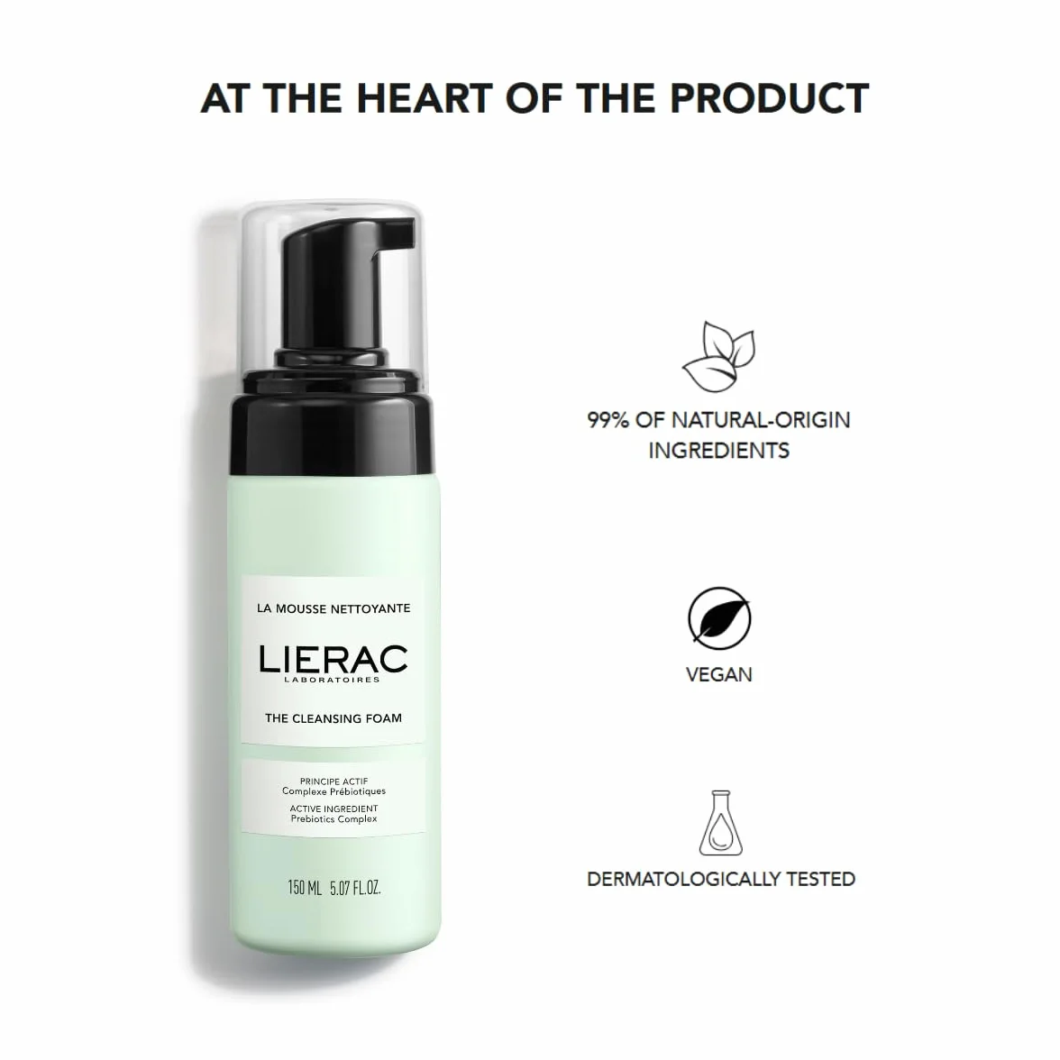Lierac Mousse Struccante Viso Detergente, Purificante e Lenitiva, per Tutti i Tipi di Pelle, Formato da 150ml, 0.2 kilograms