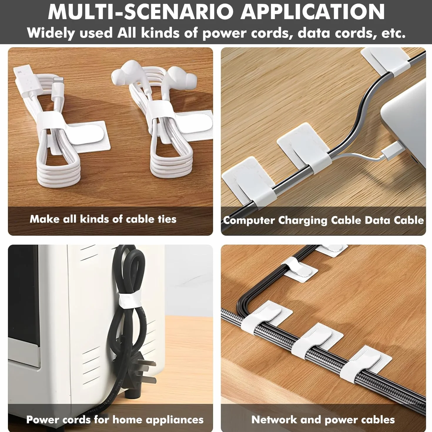 LINKWAY 50 pezzi organizer per cavi sotto la scrivania, supporto in nylon riutilizzabile, gestione cavi autoadesivo