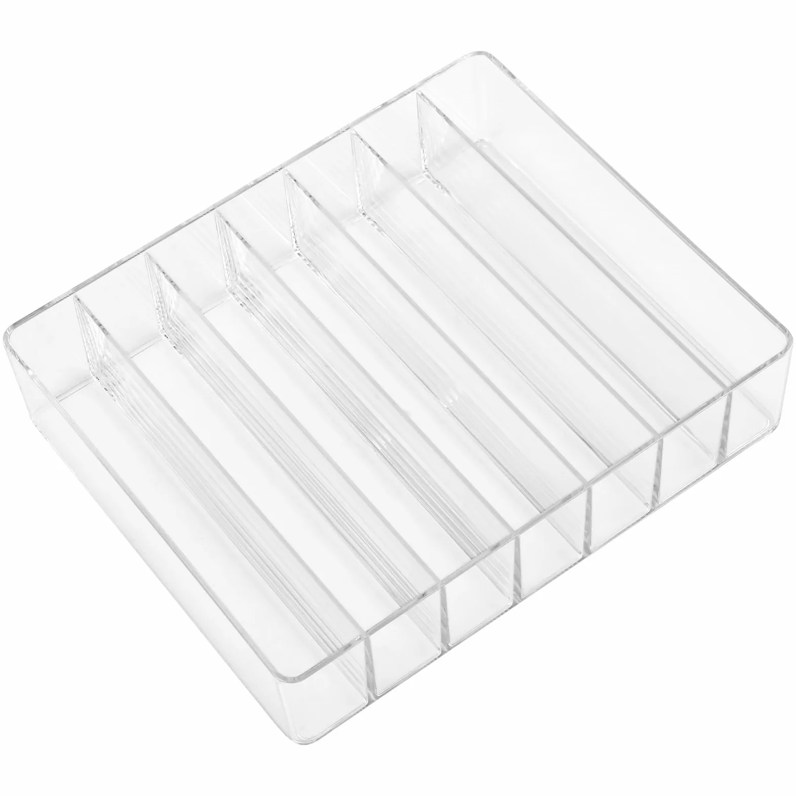 SINJEUN Confezione da 4 organizer per tavolozze in acrilico, 7 sezioni divise, organizer per ombretti, fard, rossetti, trucchi (trasparente, 19,1 x 16 x 4,6 cm)