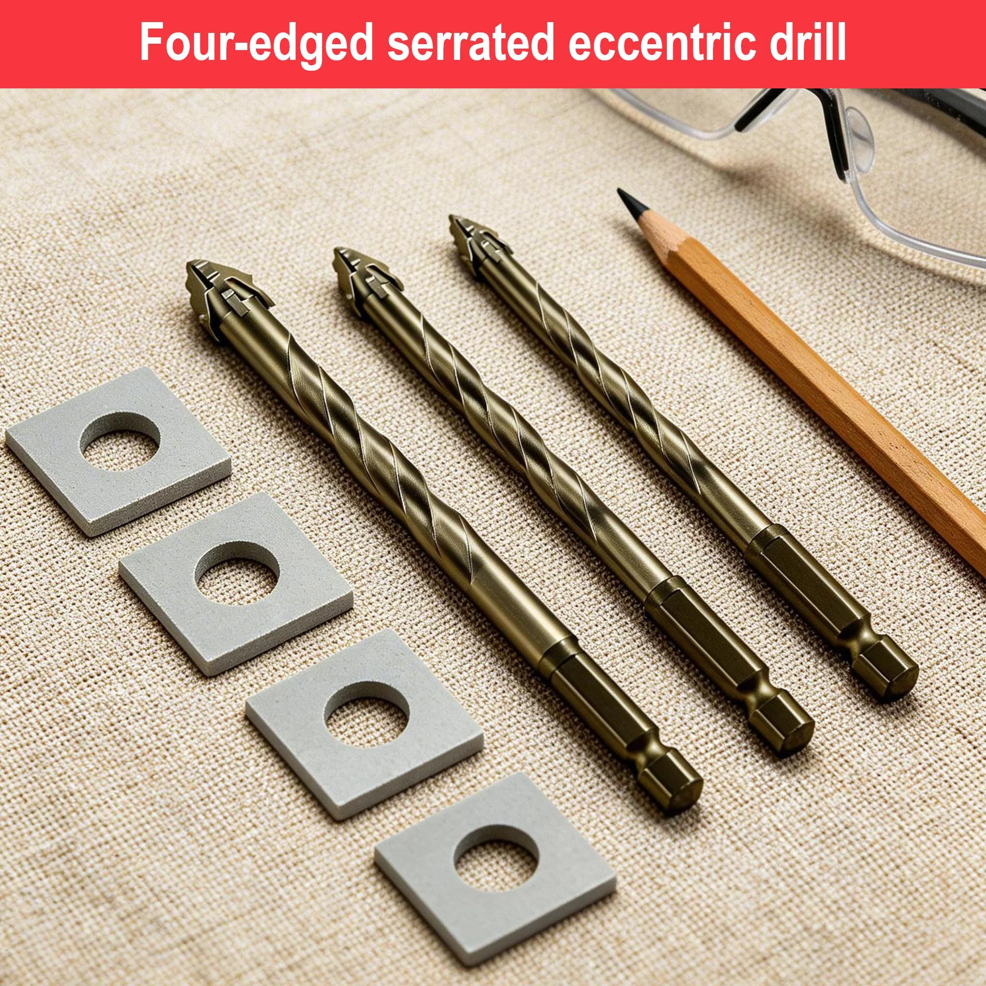 Set 4 Pezzi Punta Powerbit per Piastrelle Ceramica Vetro Porcellana (6-12 mm)